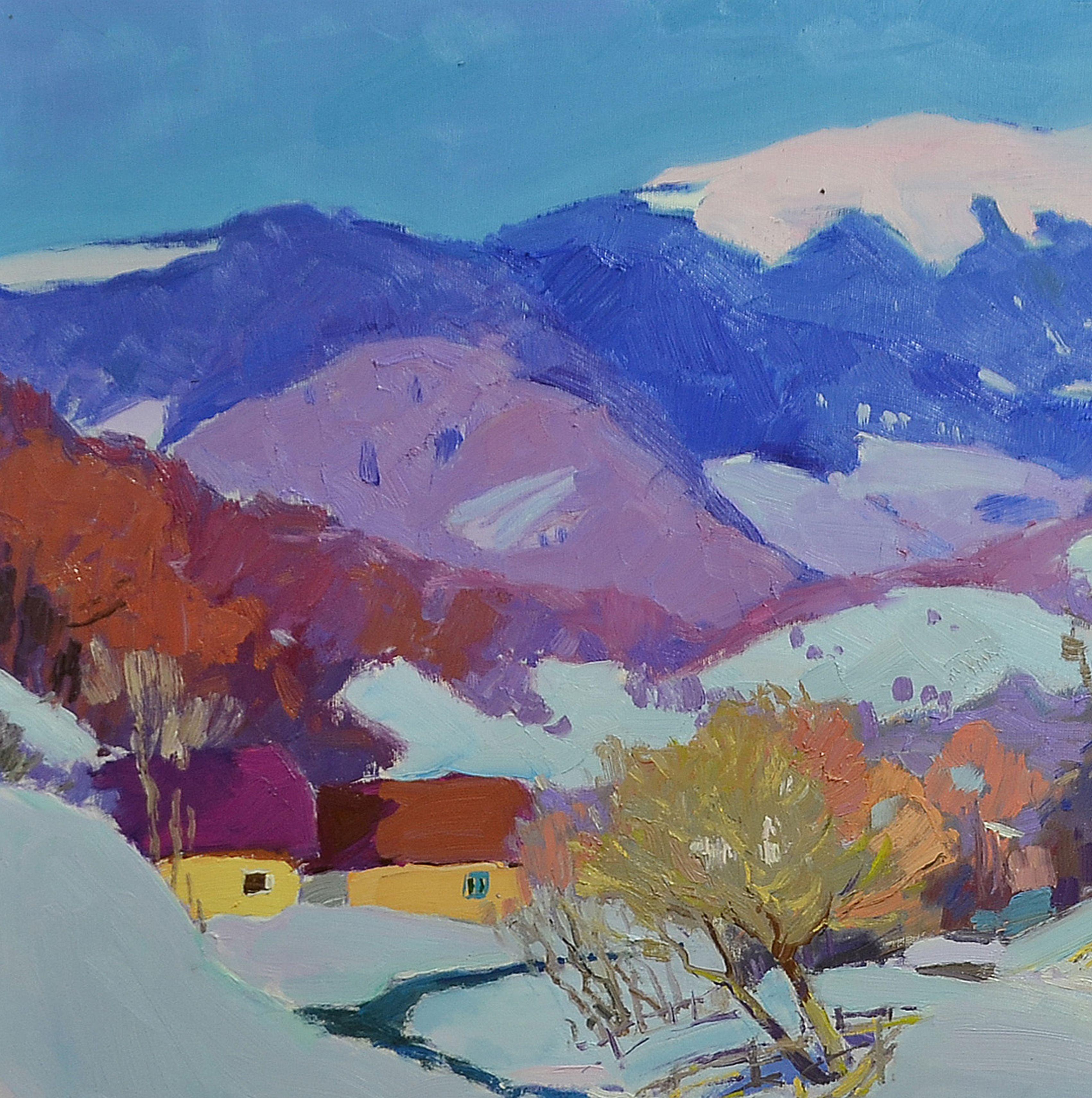 Happy Colors of Winter, Painting, Oil on Canvas For Sale 3