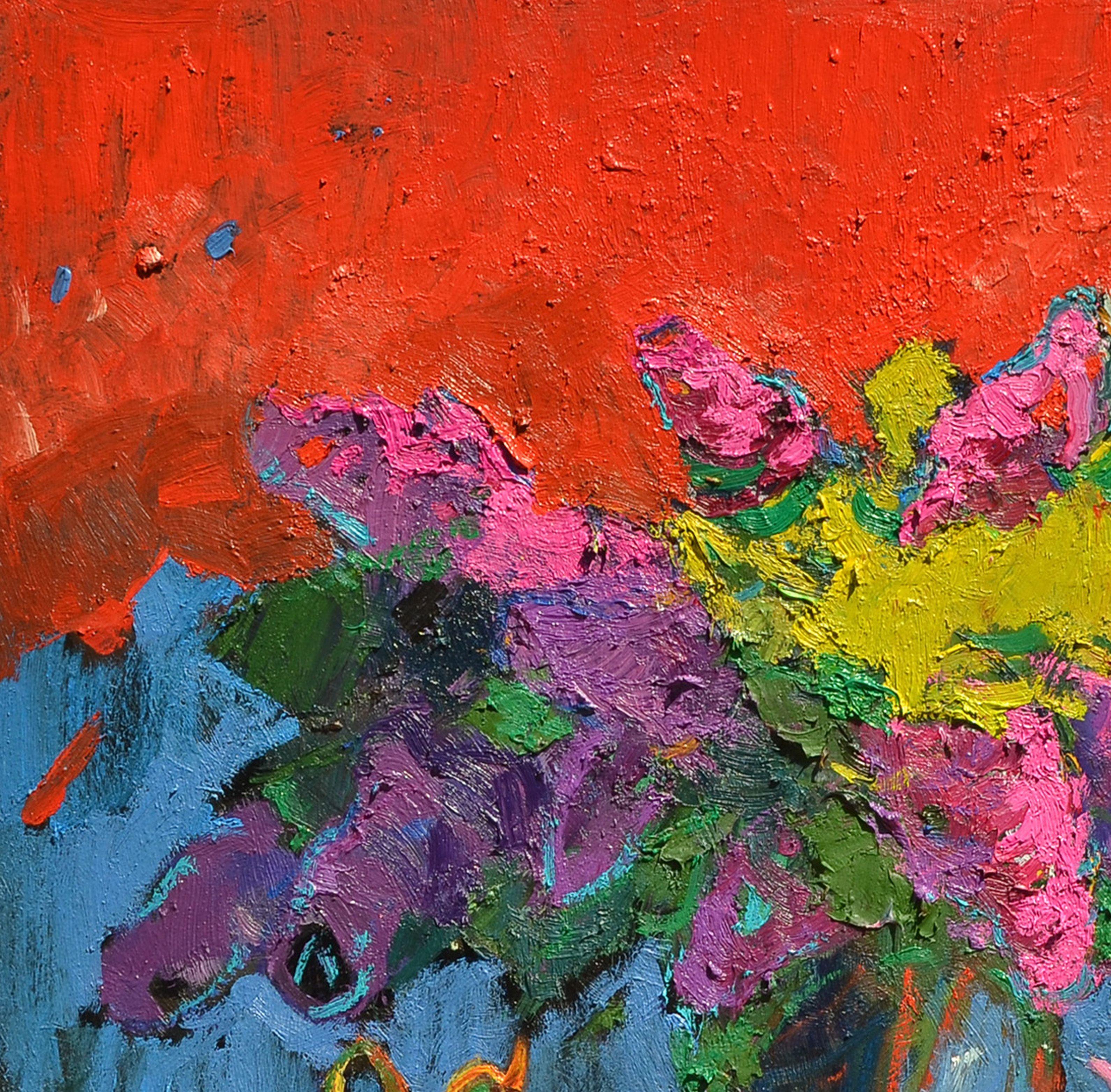 Lilac on the red, Painting, Oil on Other For Sale 2