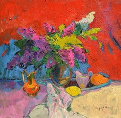 Lilac on the red, Painting, Oil on Other