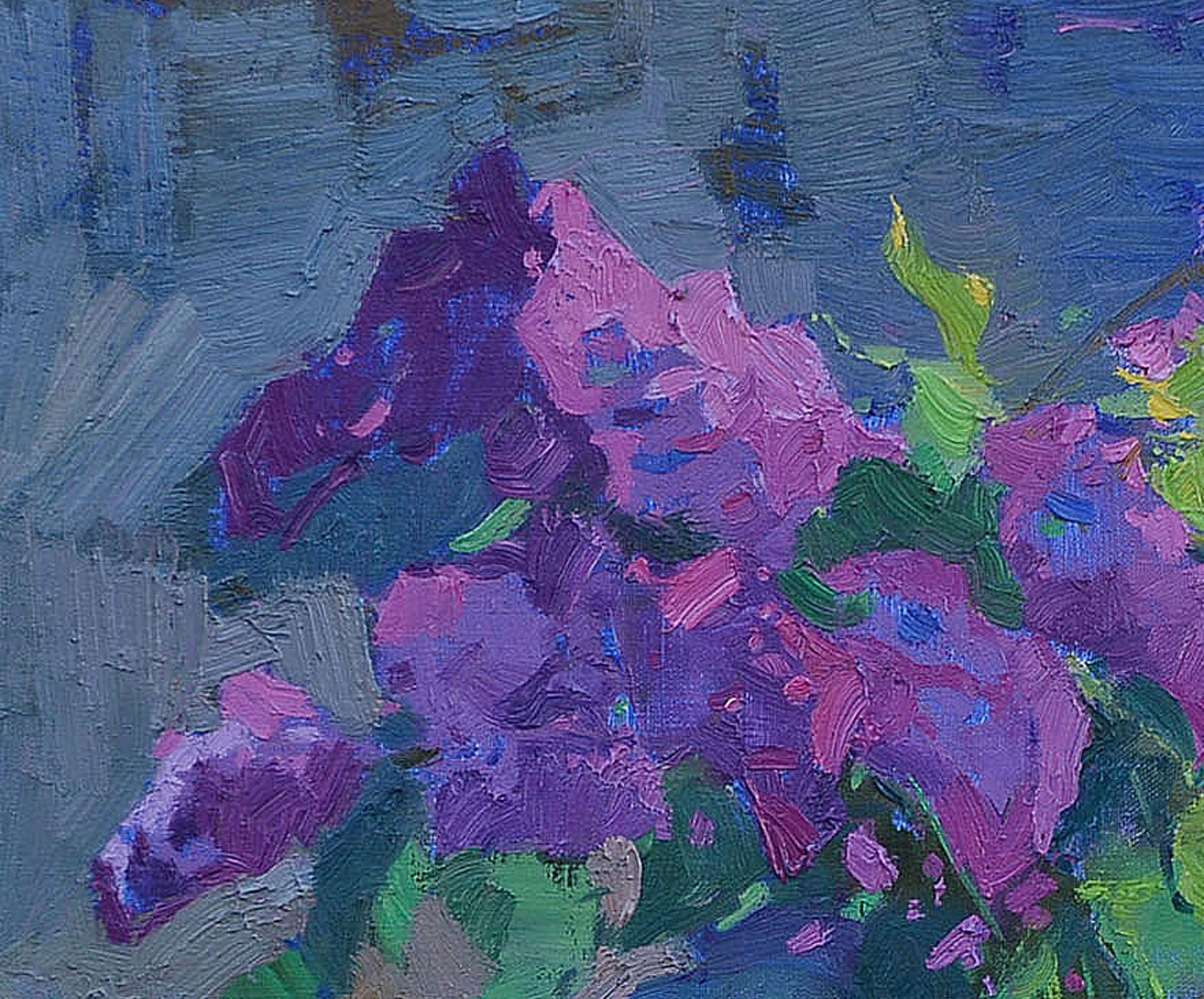 Lilacs bloom, Painting, Oil on Canvas For Sale 1