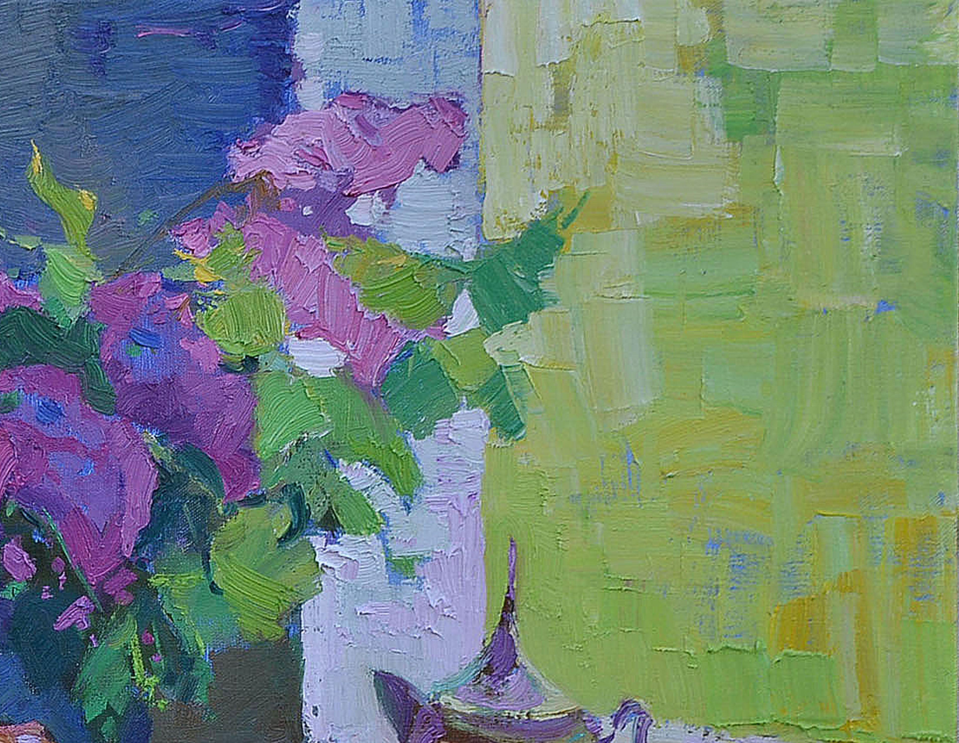 Lilacs bloom, Painting, Oil on Canvas For Sale 2