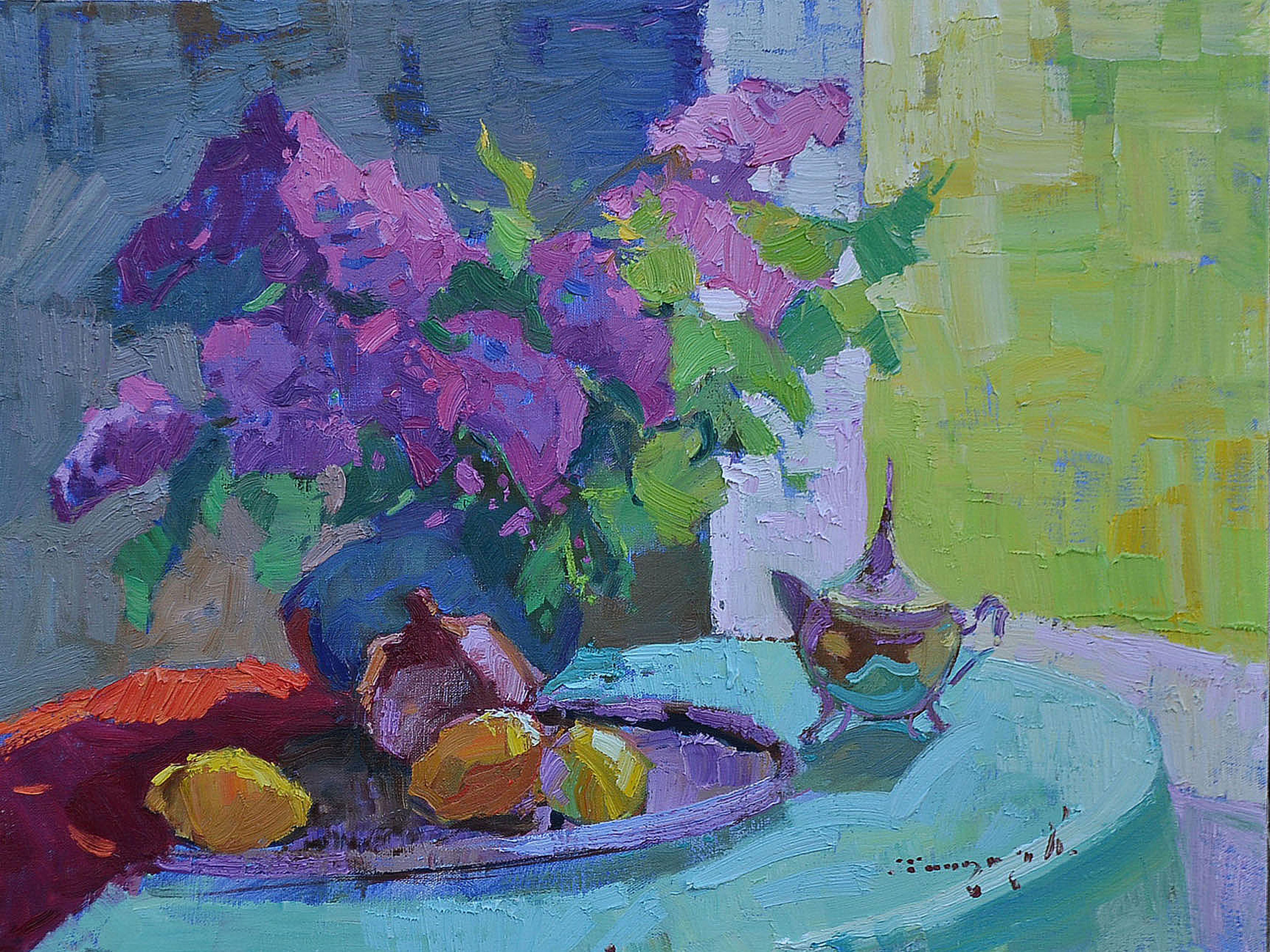Lilacs bloom, Painting, Oil on Canvas