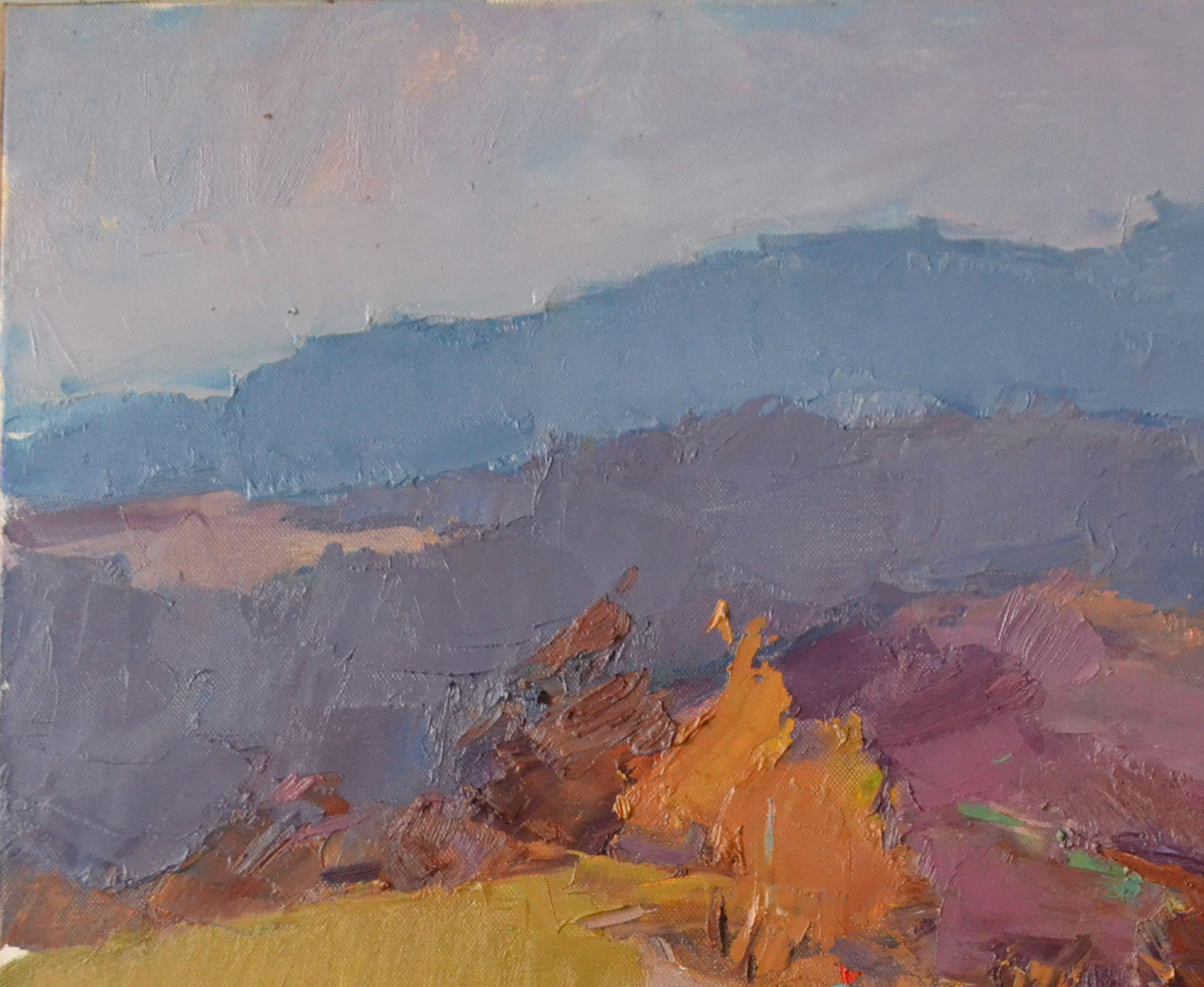 On the Way to the Carpathians, Painting, Oil on Canvas For Sale 3