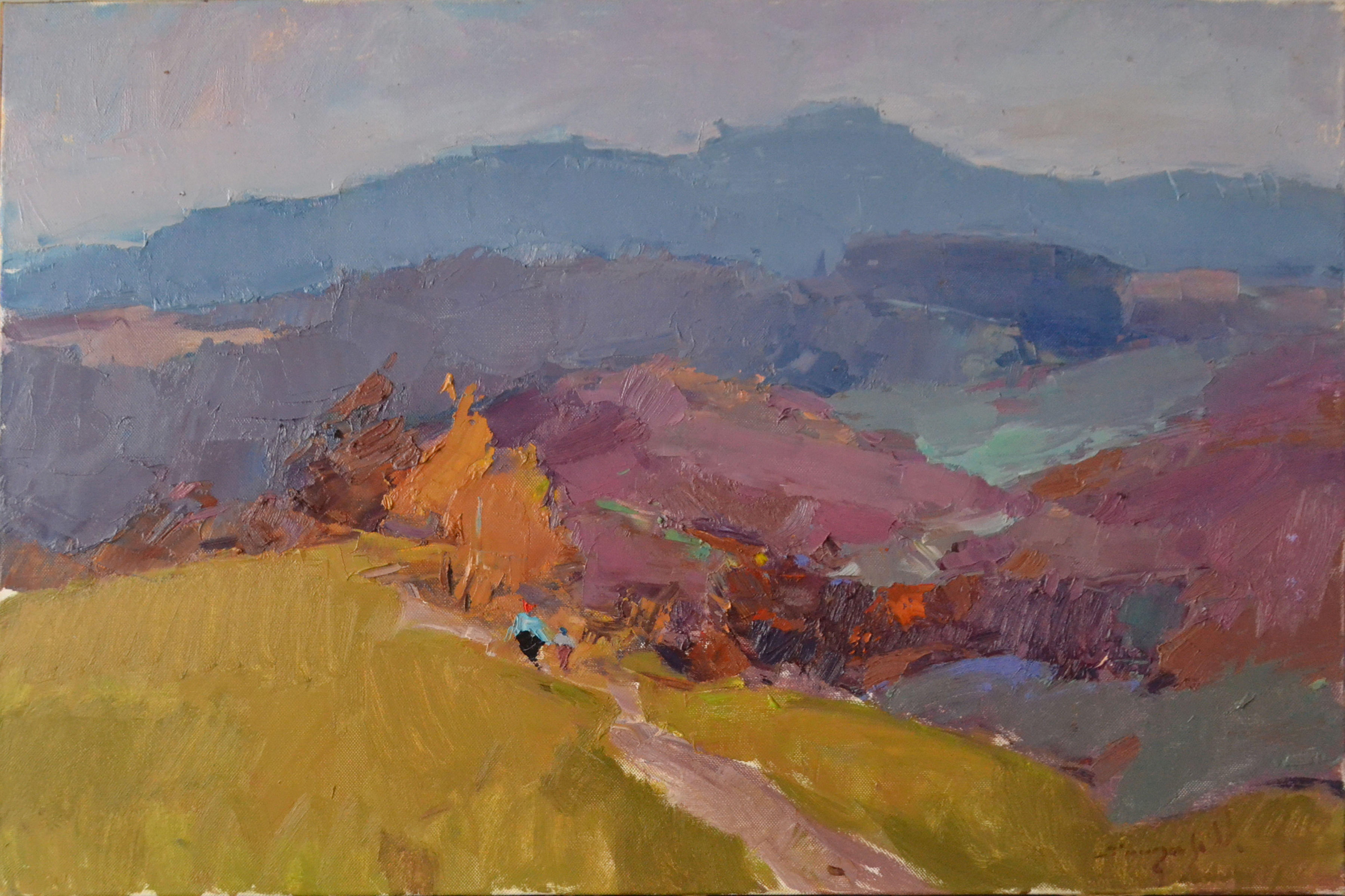 On the Way to the Carpathians, Gemälde, Öl auf Leinwand – Painting von Alexander Shandor