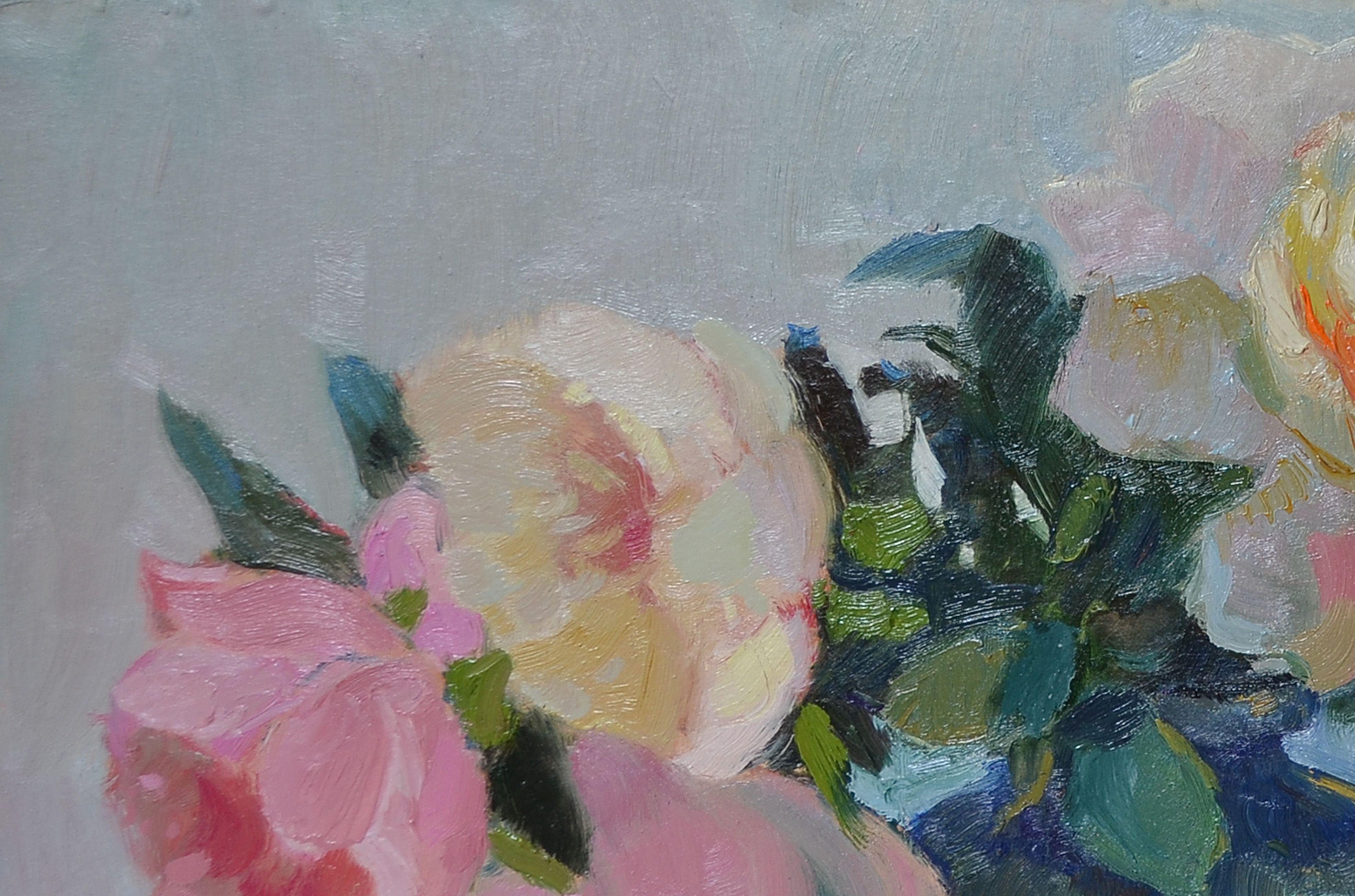 Peonies, Painting, Oil on Other For Sale 1