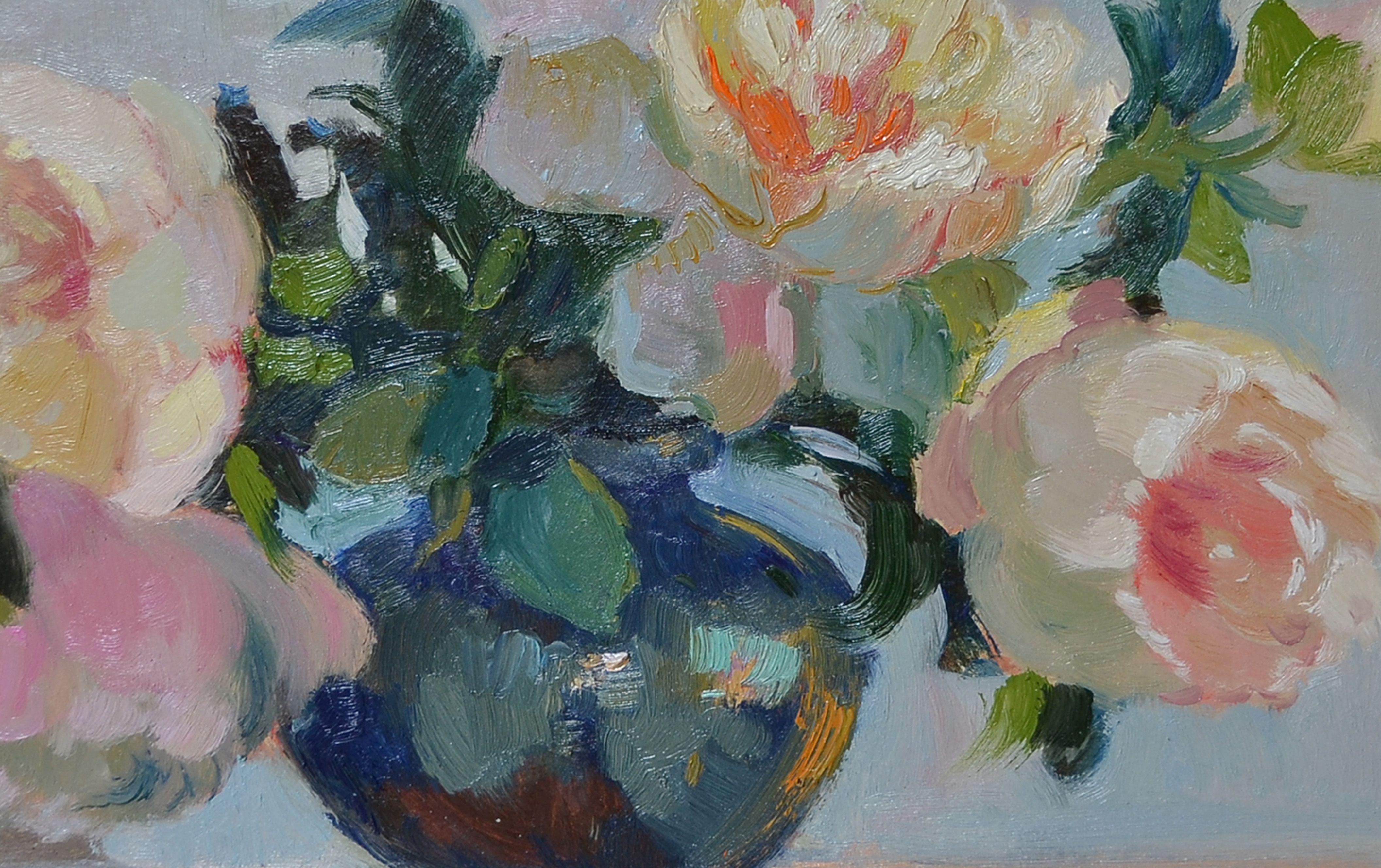 Peonies, Painting, Oil on Other For Sale 2