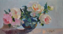 Peonies, Painting, Oil on Other