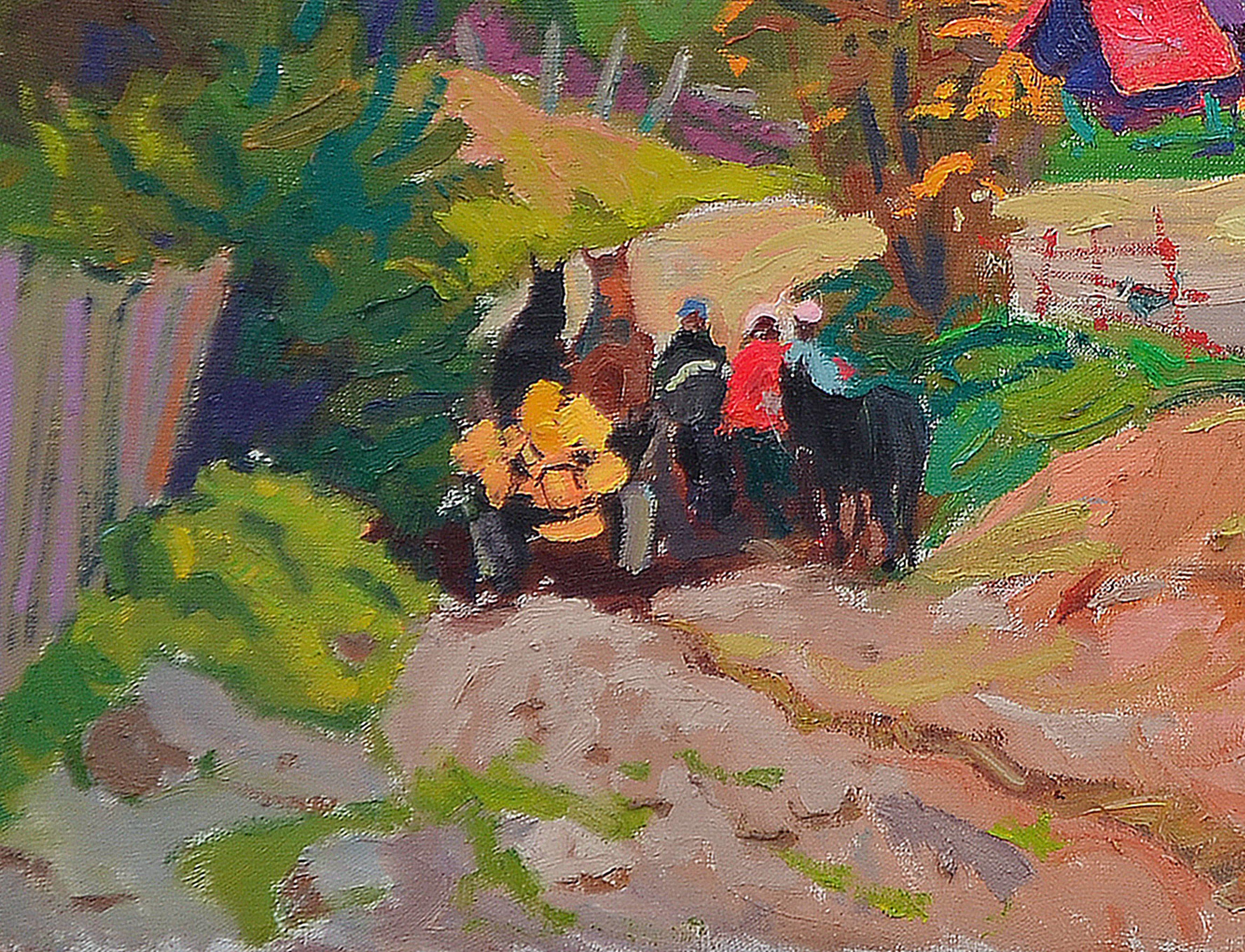 Préparation pour l'hiver, peinture sur toile en vente 2