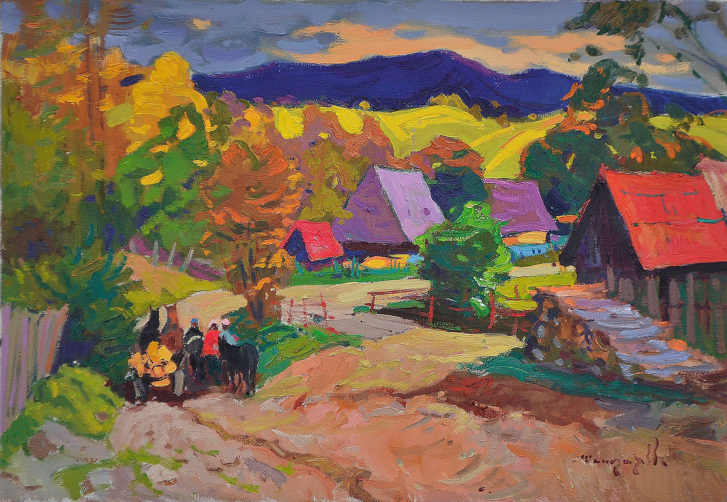 Préparation pour l'hiver, peinture sur toile - Painting de Alexander Shandor