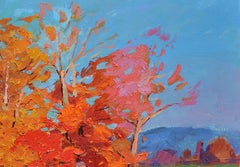 Automne rouge, peinture, huile sur toile