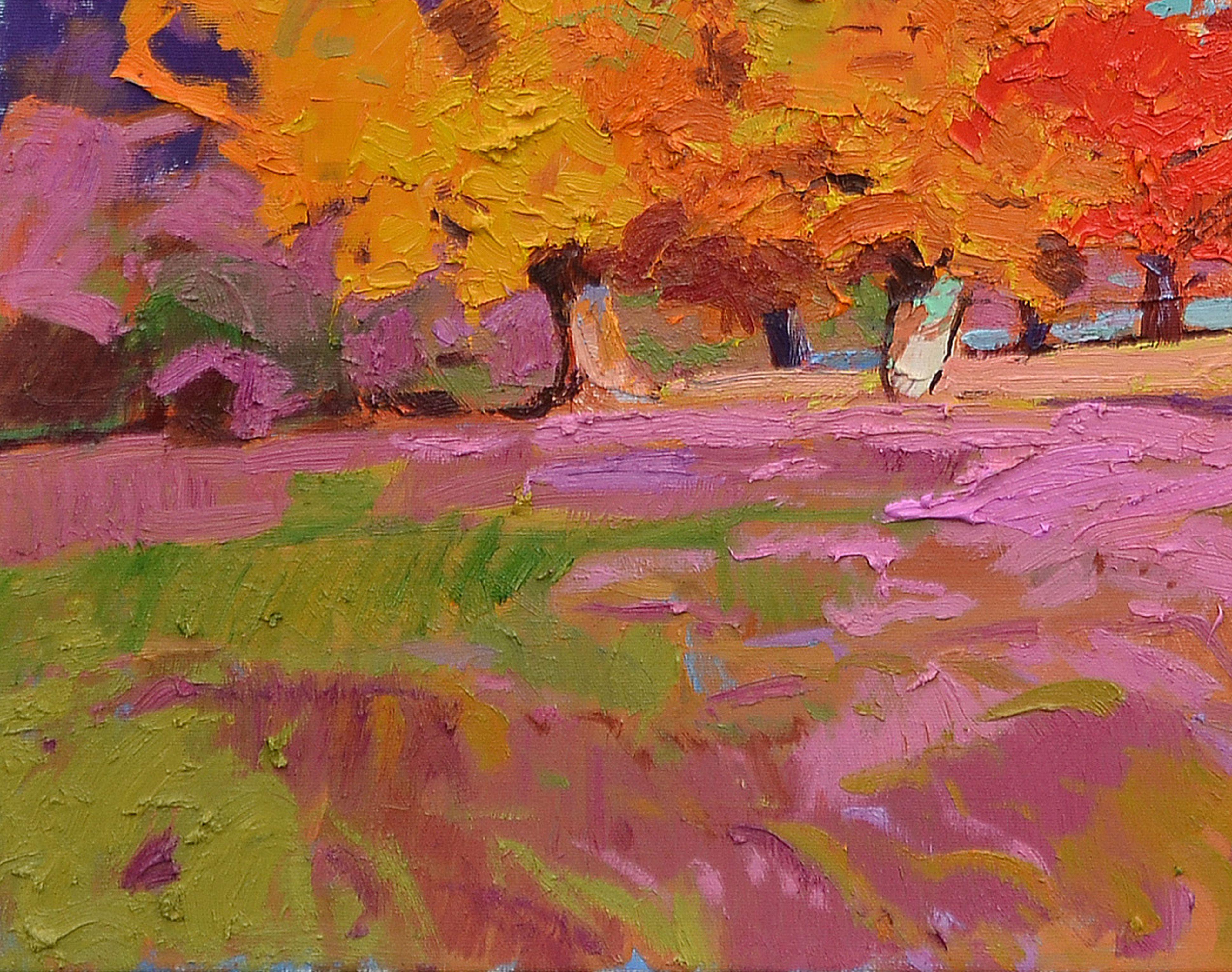 Roter Herbst, Gemälde, Öl auf Leinwand im Angebot 2