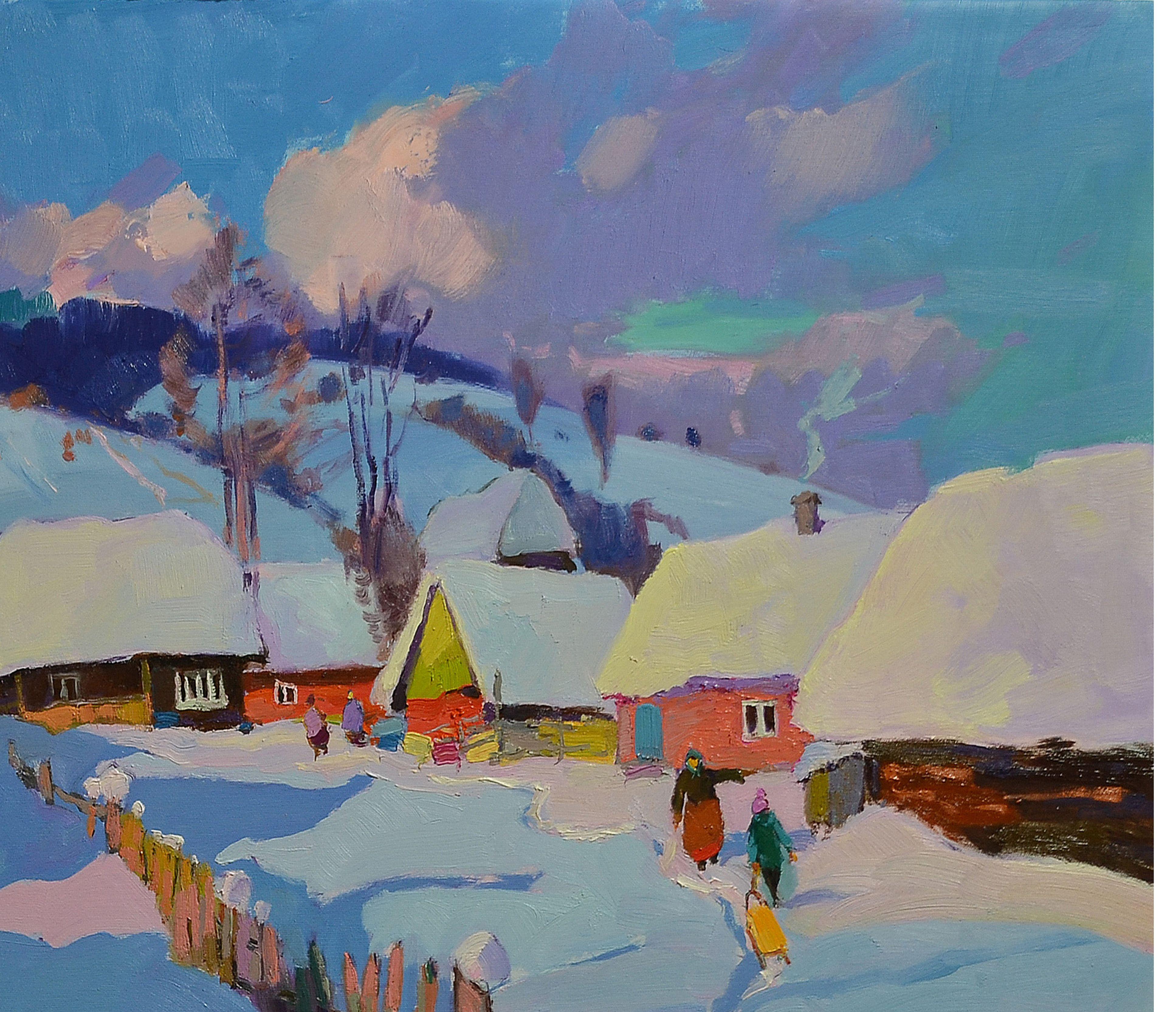 Lauf zu dem Haus!, Gemälde, Öl auf Leinwand (Impressionismus), Painting, von Alexander Shandor