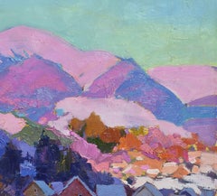 Villaggio innevato, Pittura, Olio su tela