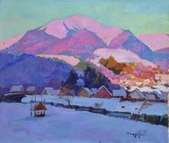 Snow-covered village, Painting, Oil on Canvas