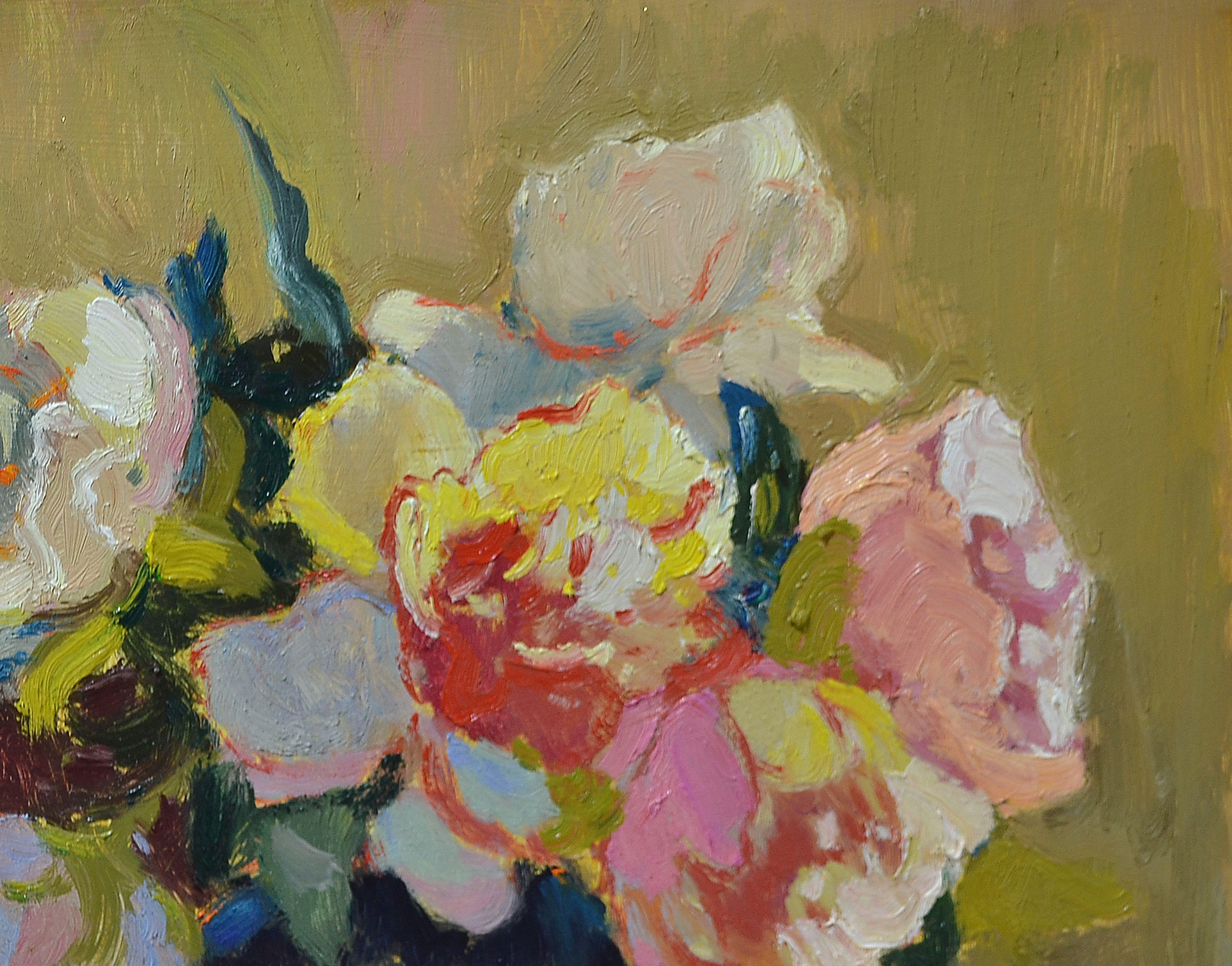 Spring bouquet _ Oil on Cardboard, Painting, Oil on Other For Sale 1