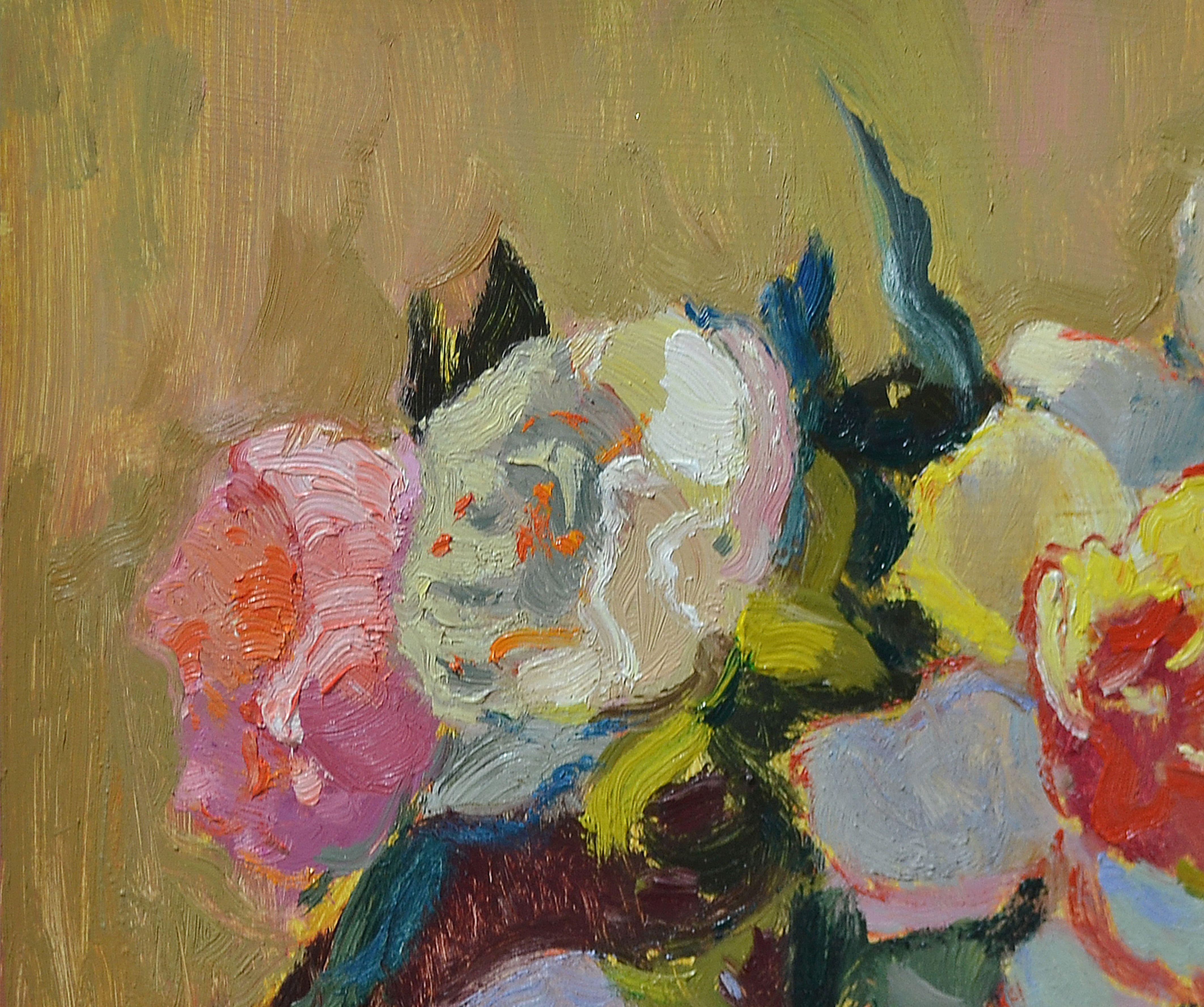 Spring bouquet _ Oil on Cardboard, Painting, Oil on Other For Sale 2