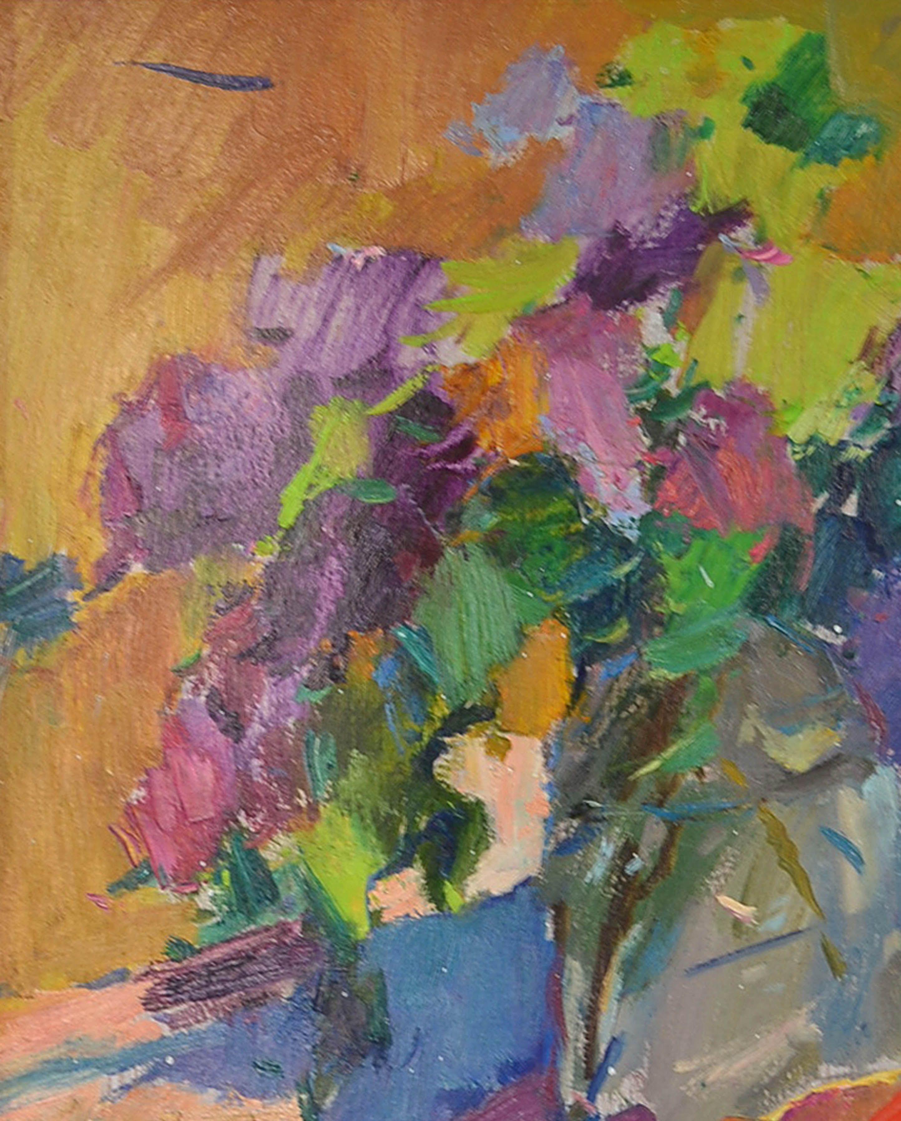 Sunny a bouquet _ oil on cardboard, Painting, Oil on Other For Sale 2