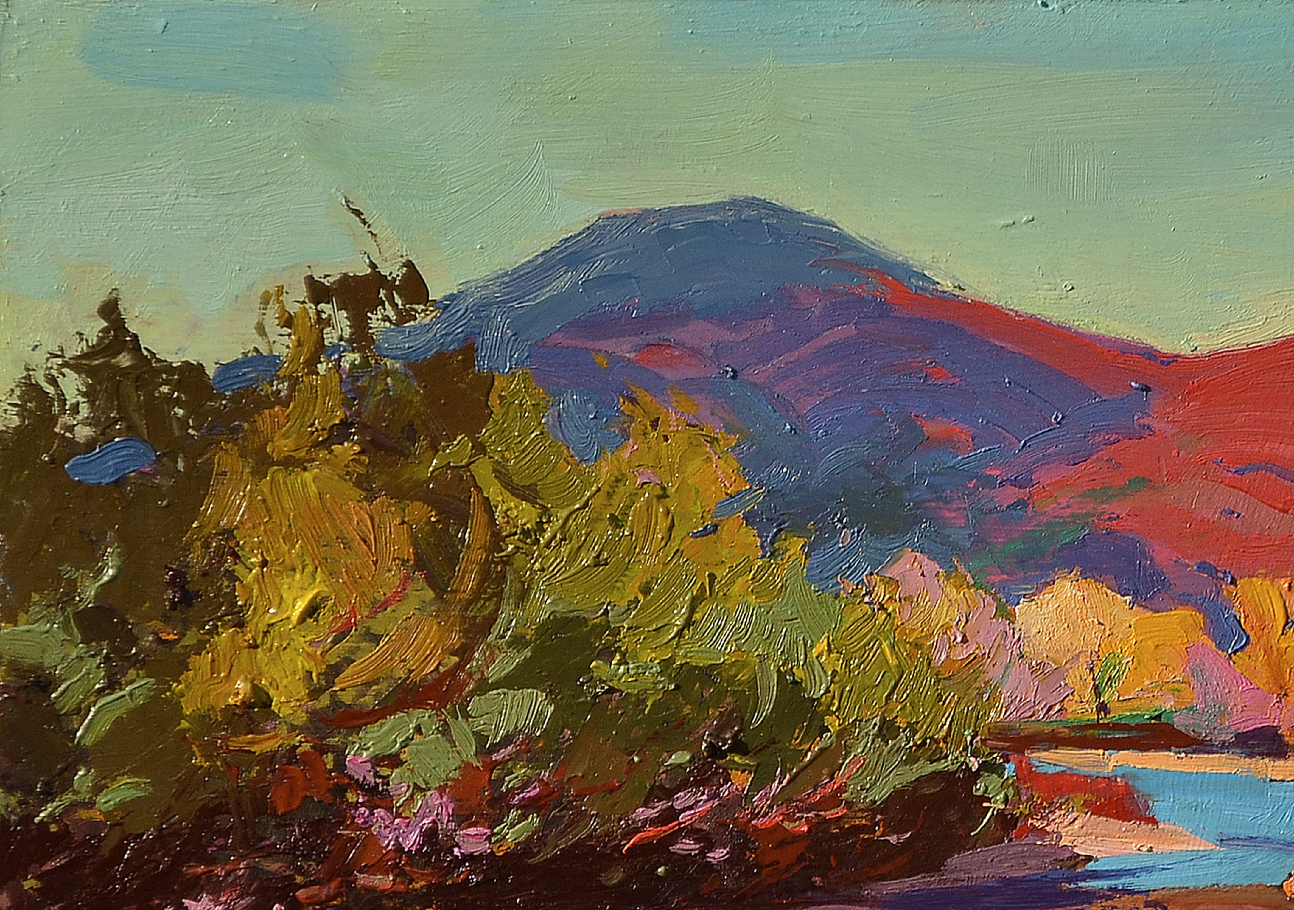 The evening is burning away, Painting, Oil on MDF Panel For Sale 1