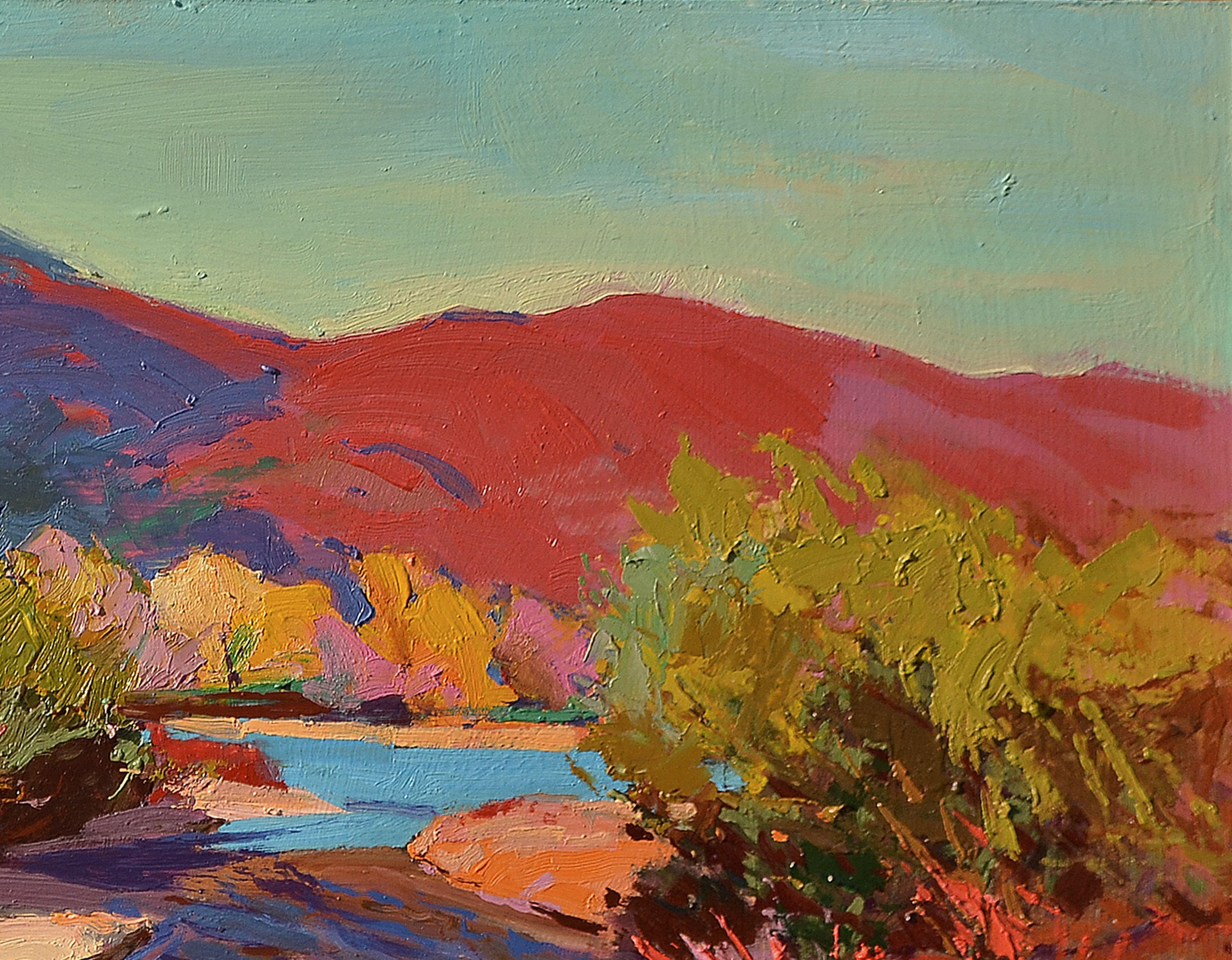 The evening is burning away, Painting, Oil on MDF Panel For Sale 2