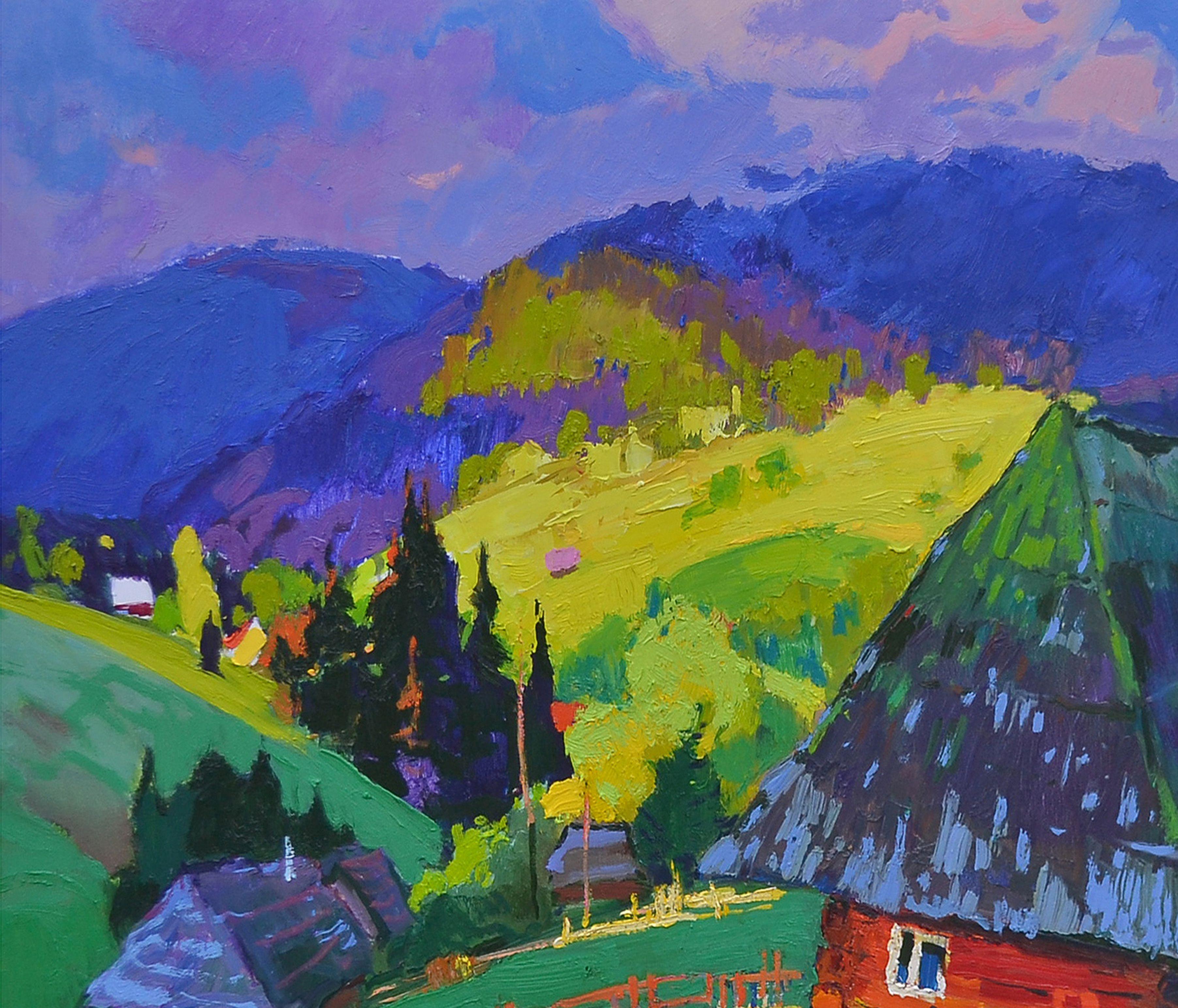 The house on the slopes, Painting, Oil on Canvas For Sale 2