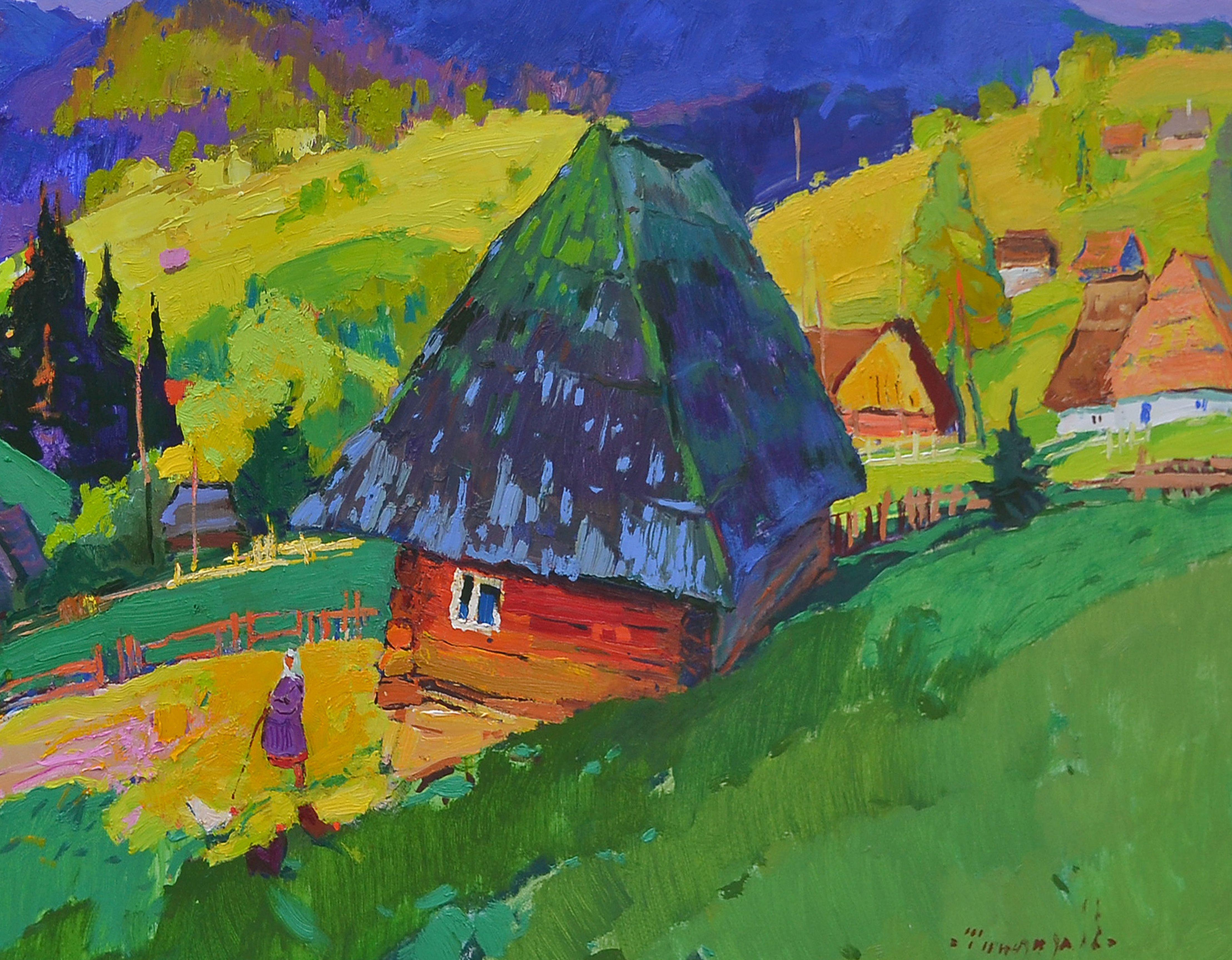 The house on the slopes, Painting, Oil on Canvas For Sale 3