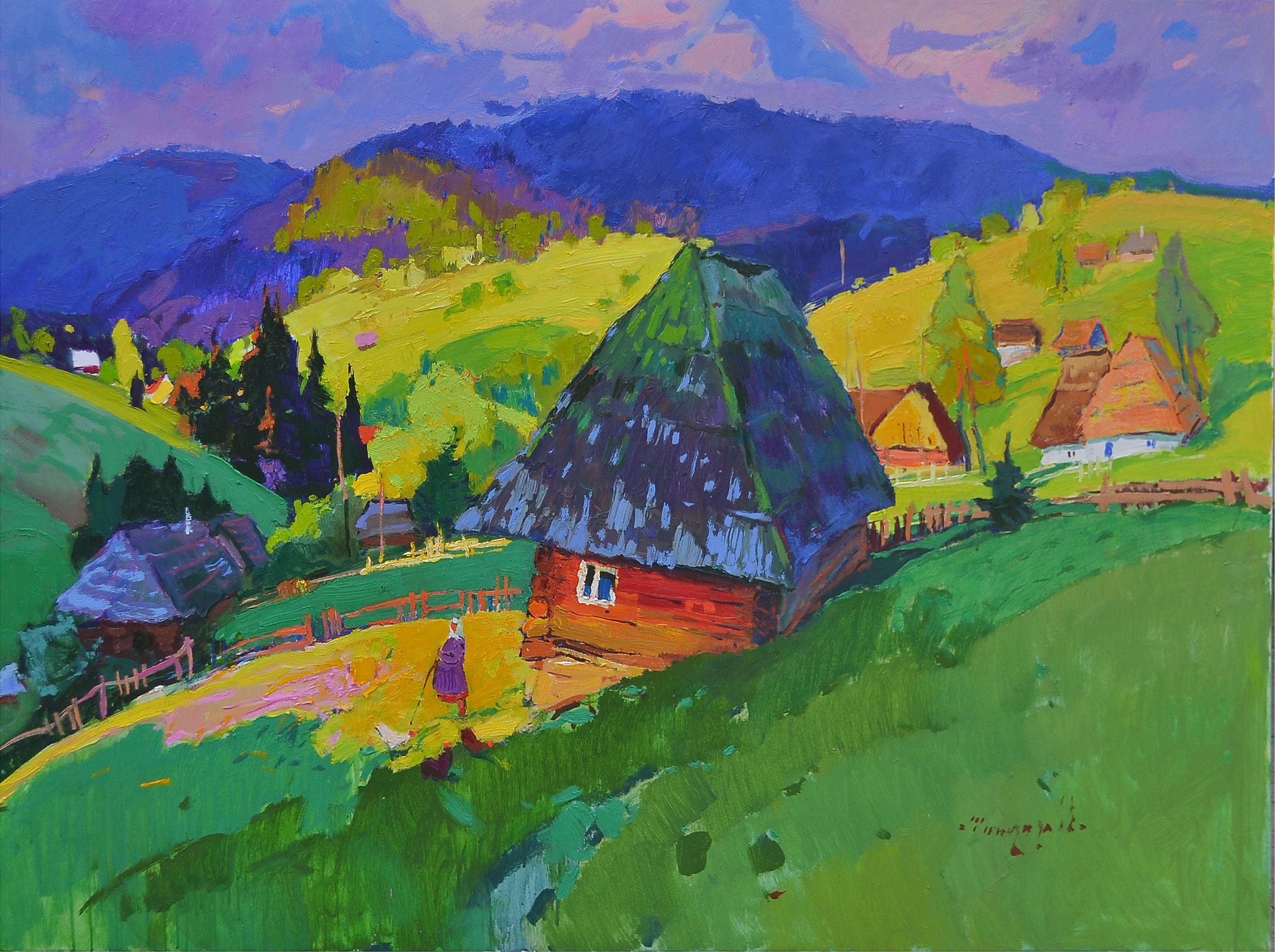 The house on the slopes, Peinture, Huile sur toile - Painting de Alexander Shandor