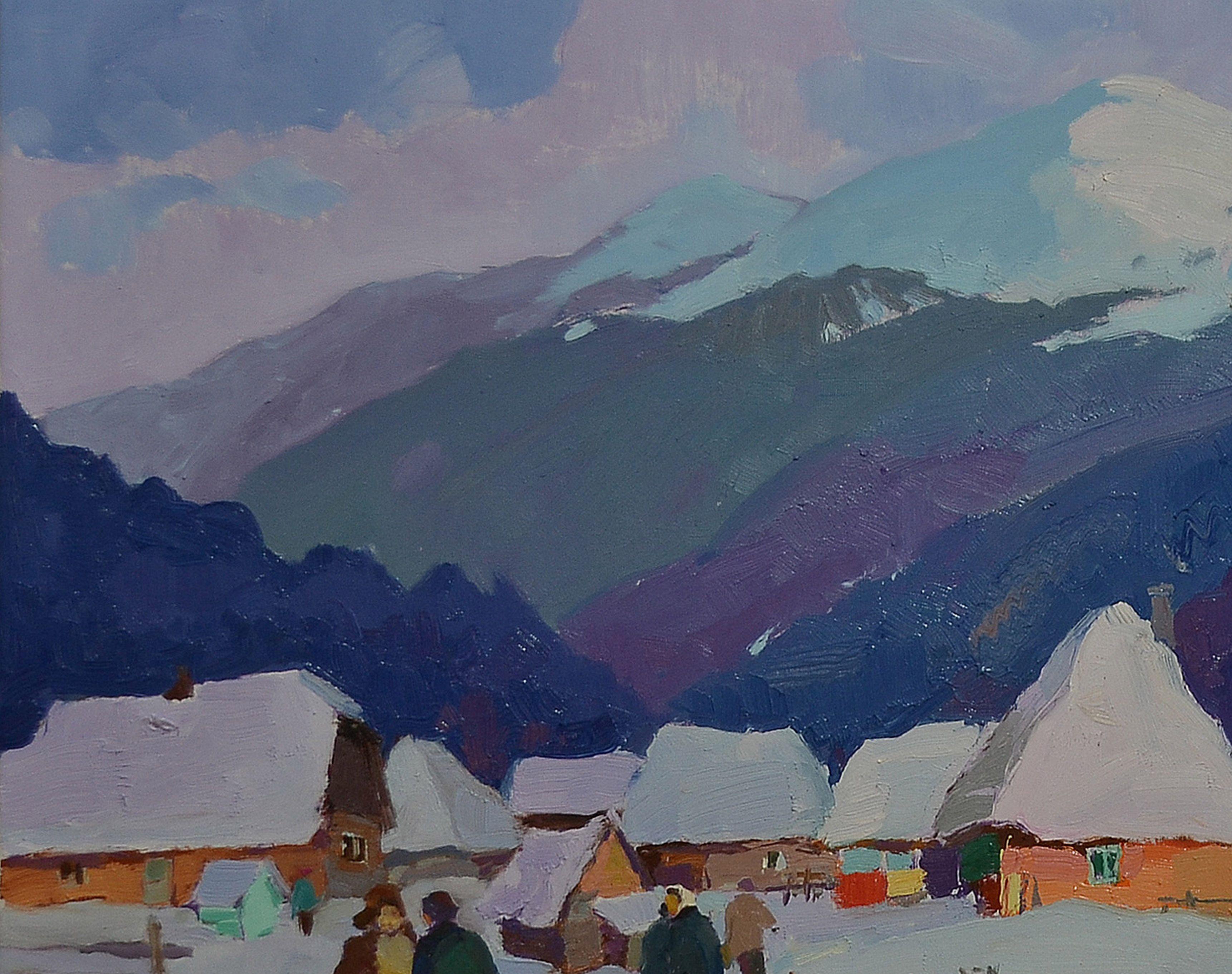 The Road To The Native Village, Painting, Oil on Canvas For Sale 3