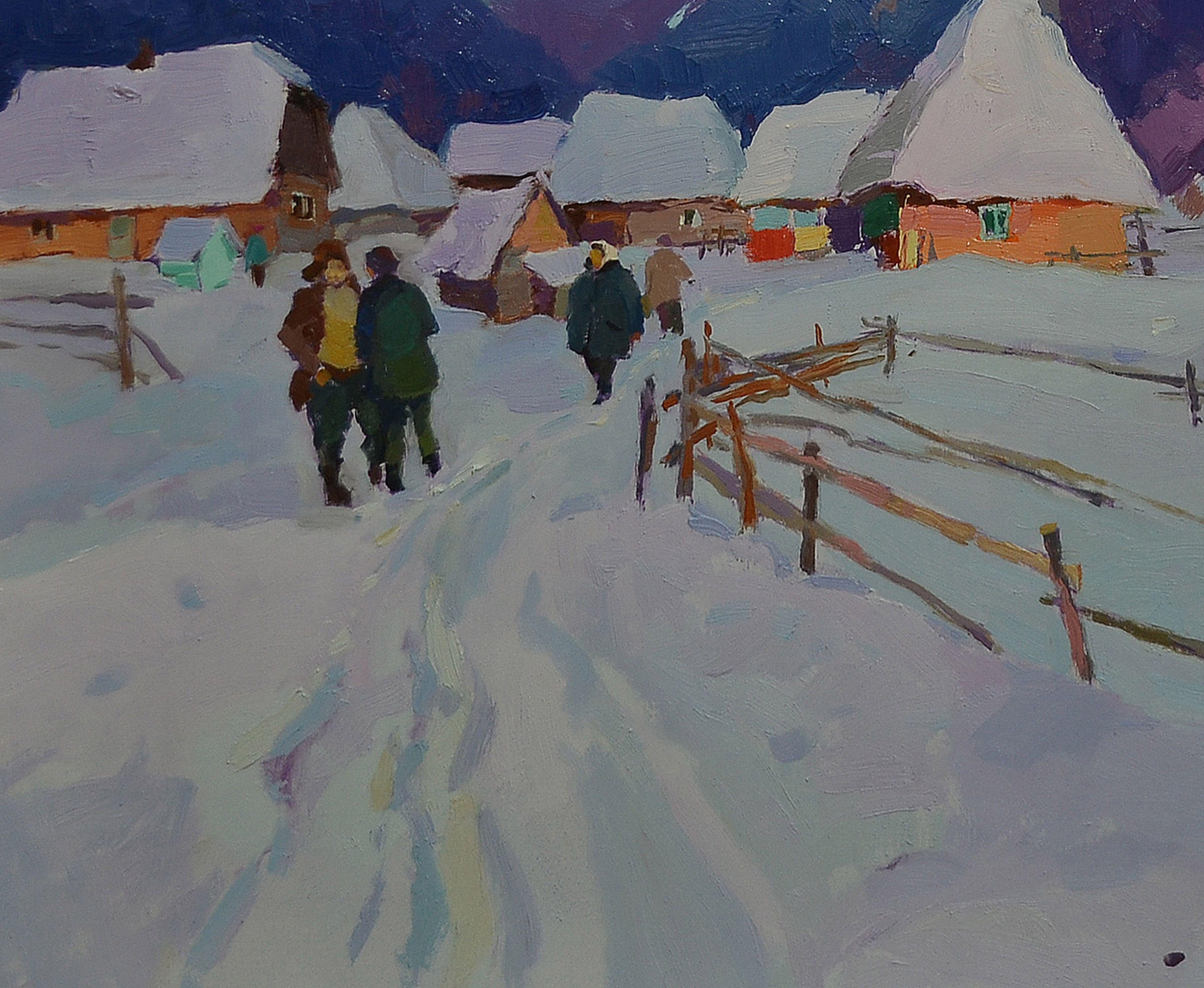 The Road To The Native Village, Painting, Oil on Canvas For Sale 4