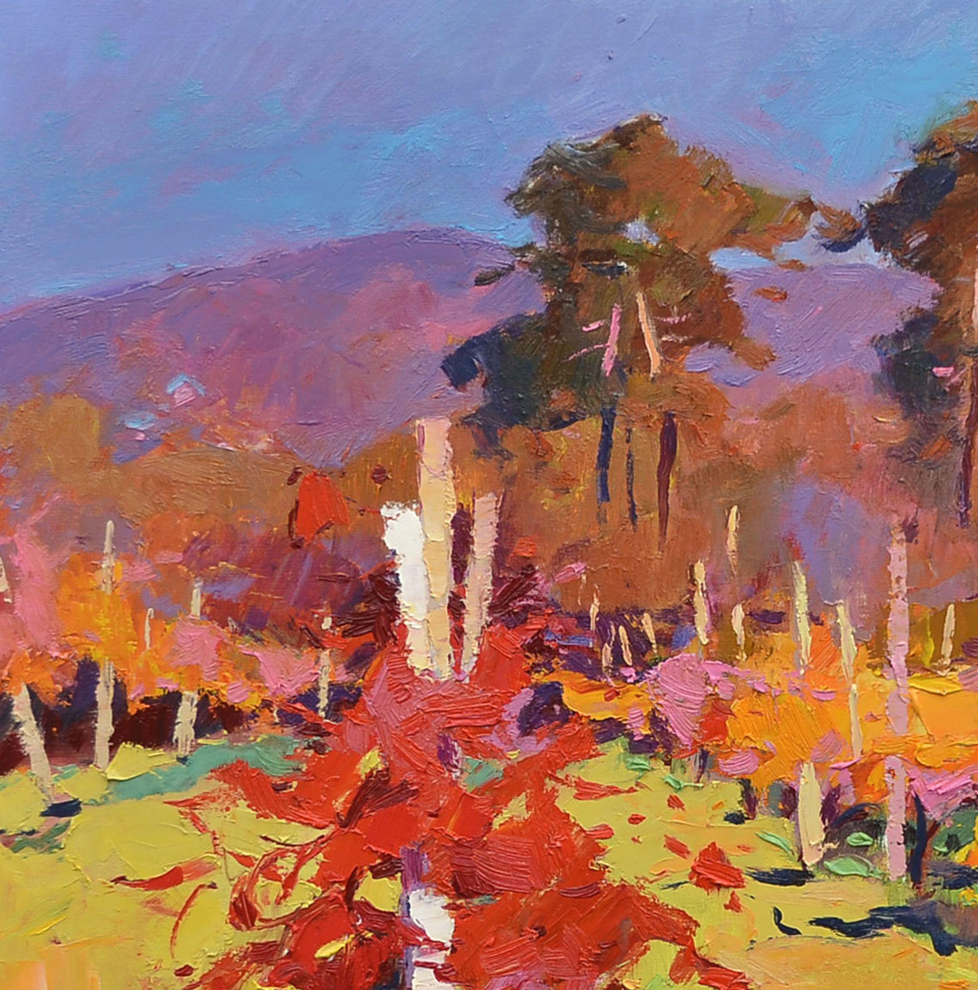 Vignes sous la montagne, Peinture, Huile sur toile - Impressionnisme Painting par Alexander Shandor