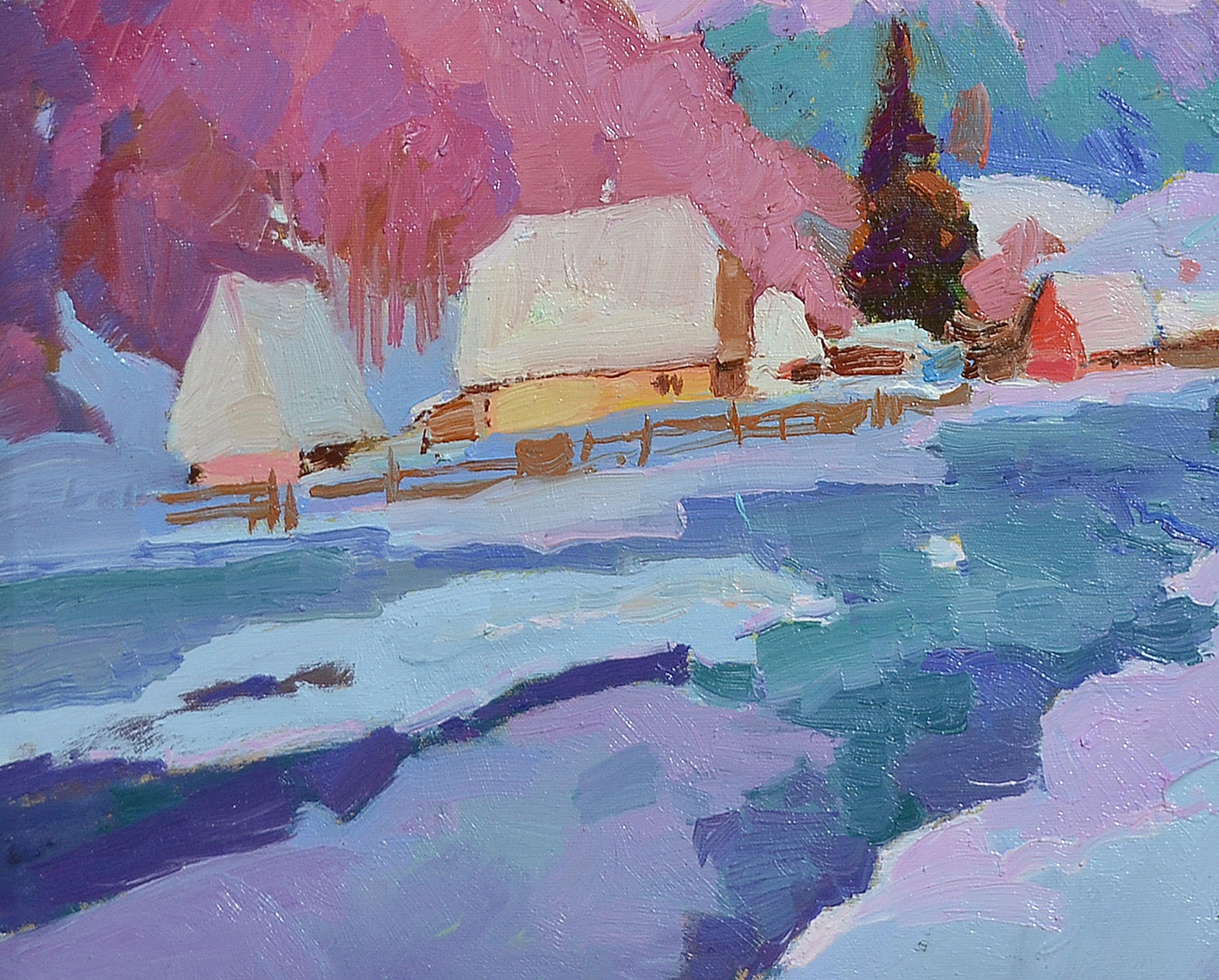 Vie d'inverno, Pittura, Olio su tela in vendita 2