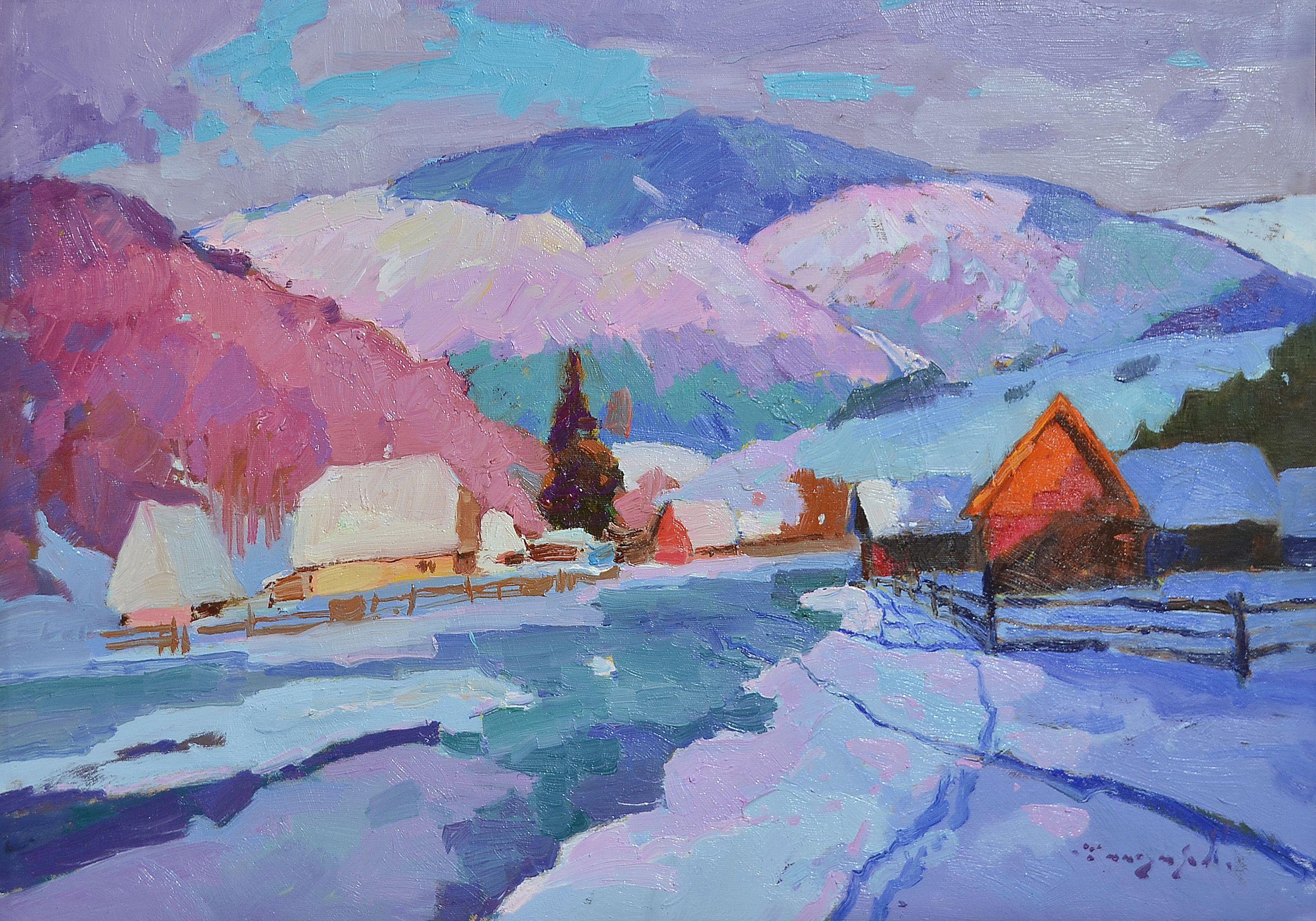 Vie d'inverno, Pittura, Olio su tela - Painting di Alexander Shandor