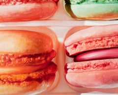 "Macarons" Contemporary Photorealistic Still Life Oil on Canvas Framed Painting