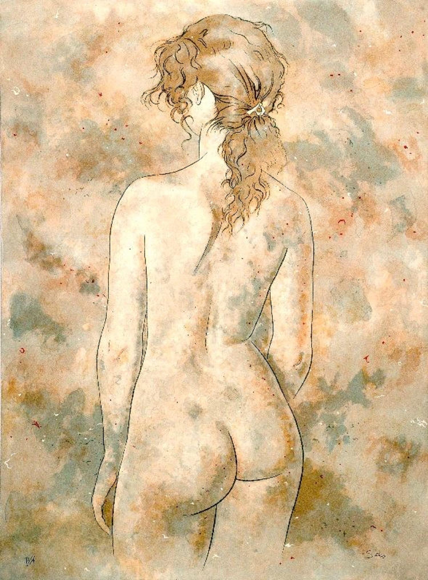 Alexander Siches Spanish Artist 1983 Original Hand Signed lithograph nude n8