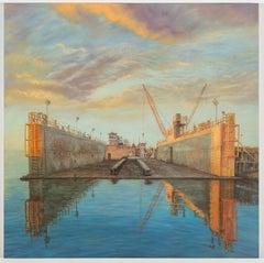 "Dry dock II" - Peinture à l'huile d'Alexander Stolin