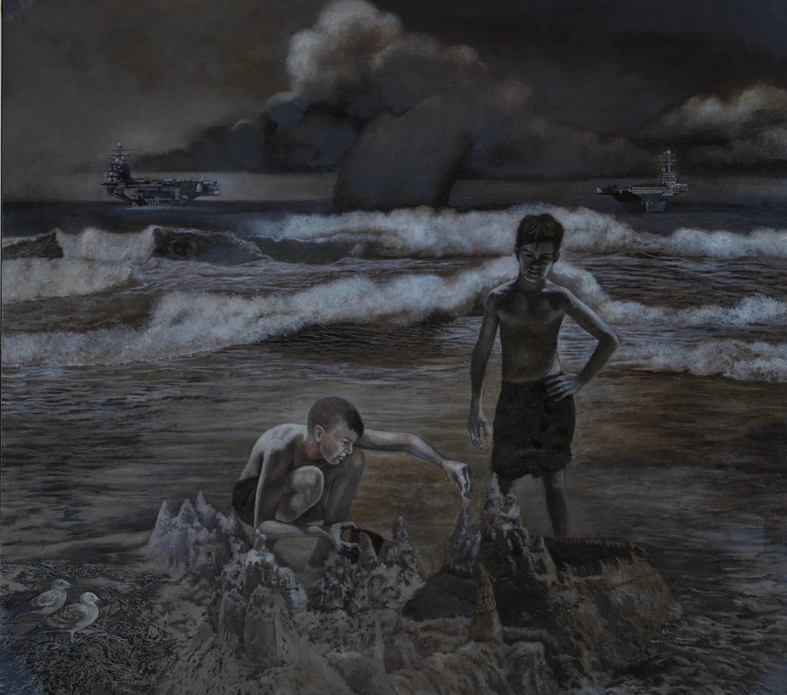 Alexander Stolin Figurative Painting - Sand Castles