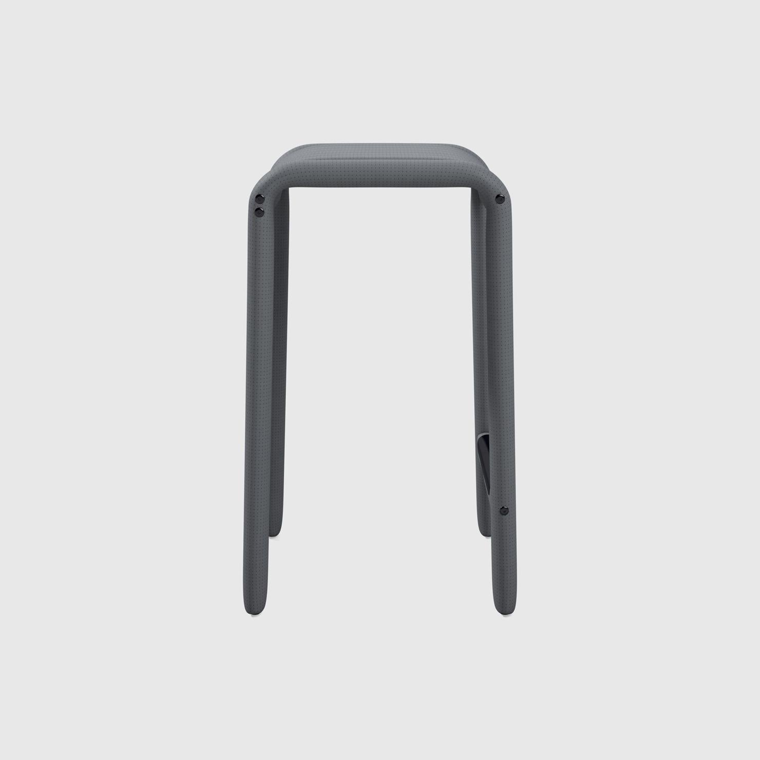 Modern Alexander Street Counter Stool by Philippe Malouin in Perforated Grey Leather