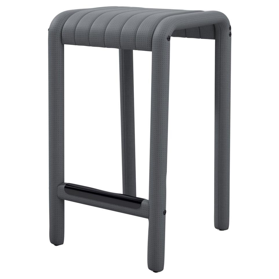Alexander Street Counter Stool by Philippe Malouin in Perforated Grey Leather