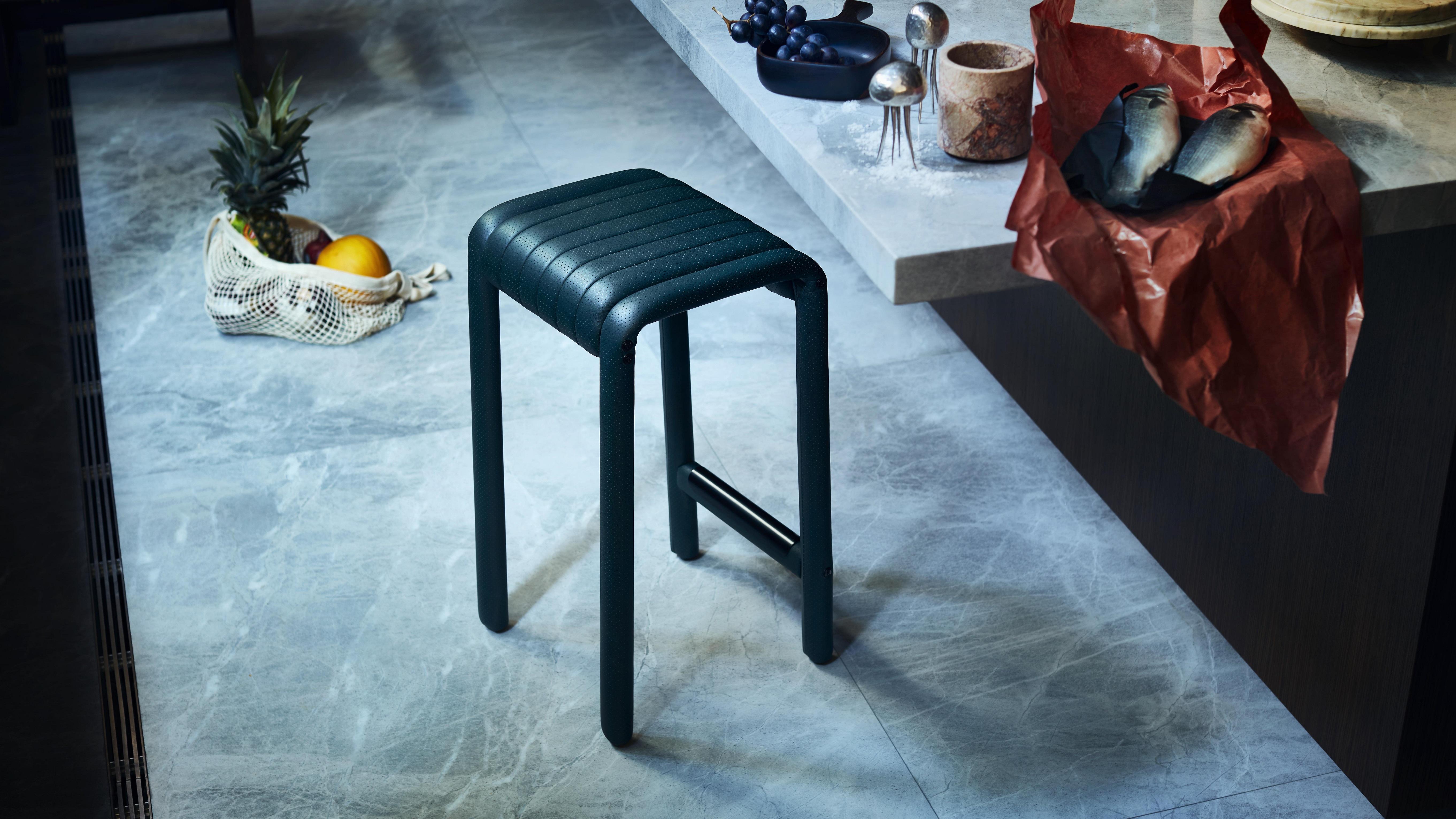 Austrian Alexander Street Counter Stool by Philippe Malouin in Perforated Leather