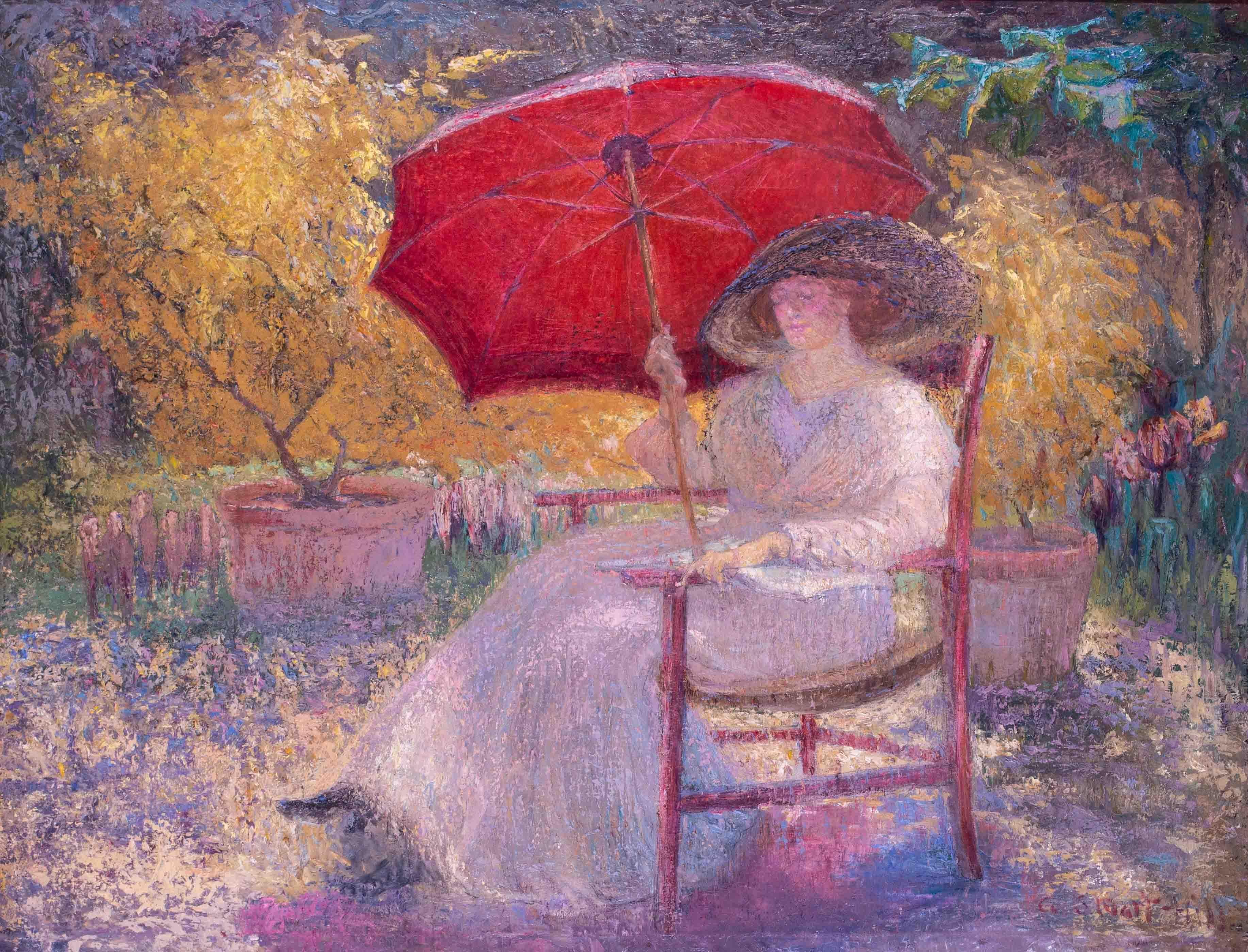 woman with a parasol subject matter
