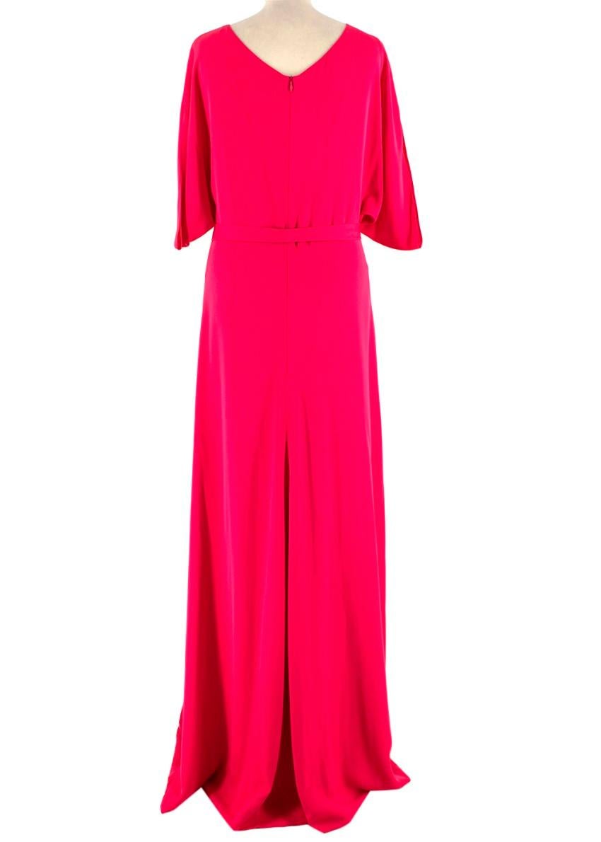 Alexander Terekhov Cerise Pink Silk Belted Maxi Dress - Size S In Excellent Condition For Sale In London, GB