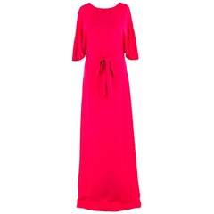 Alexander Terekhov Cerise Pink Silk Belted Maxi Dress - Size S