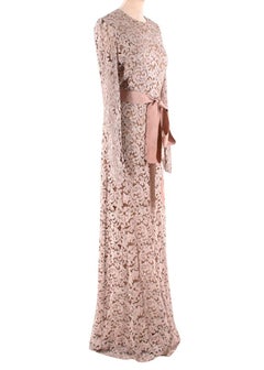 Alexander Terekhov Nude Lace Long-Sleeve Gown US6