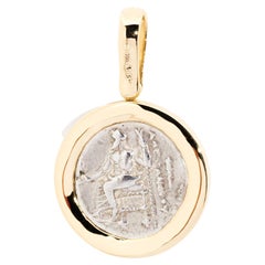 Alexander the Great and Zeus Ancient Coin 18 Carat Yellow Gold Pendant