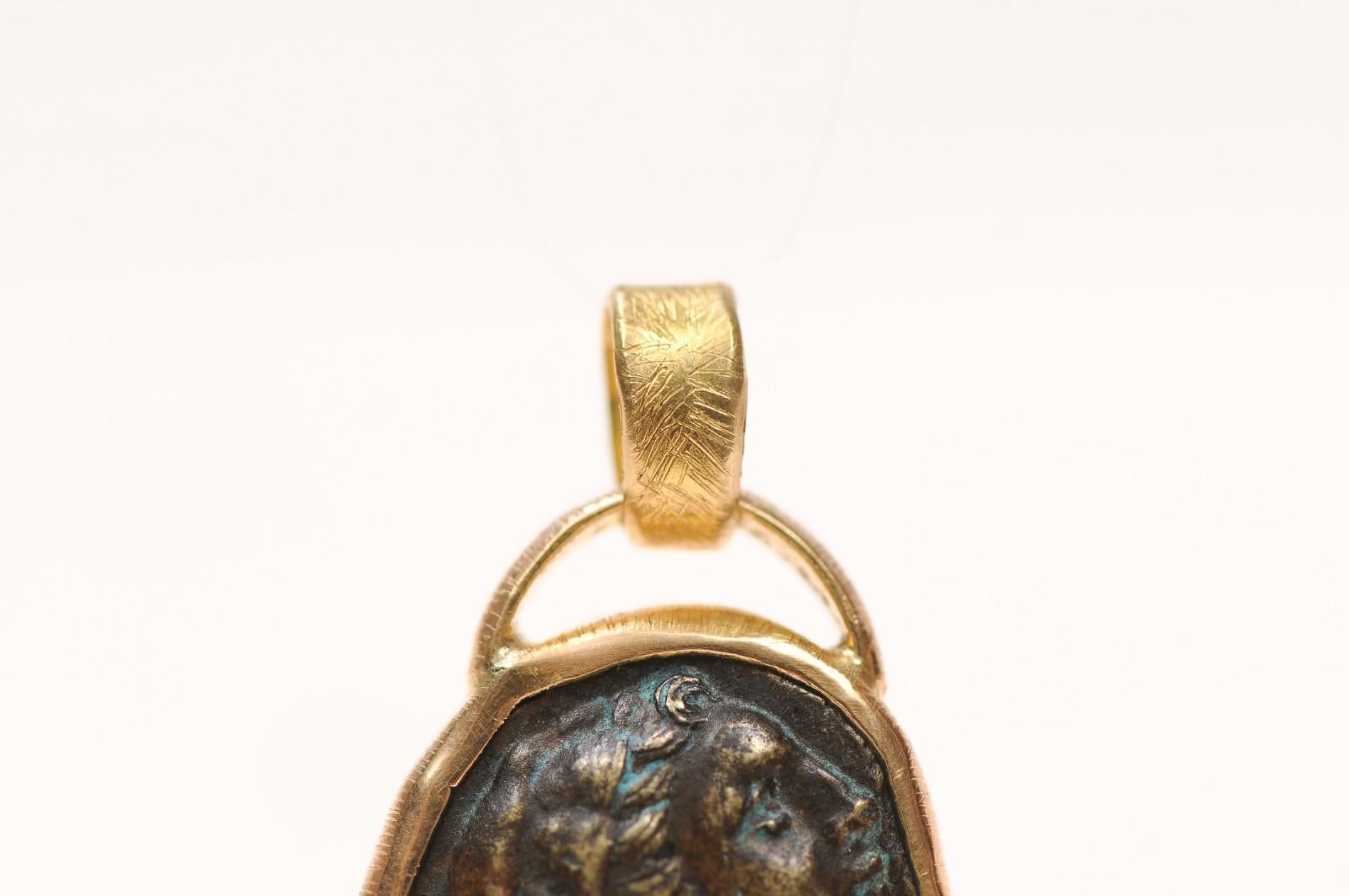 Alexander the Great Bronze [coin] Pendant in 22K Gold (pendant only) For Sale 1