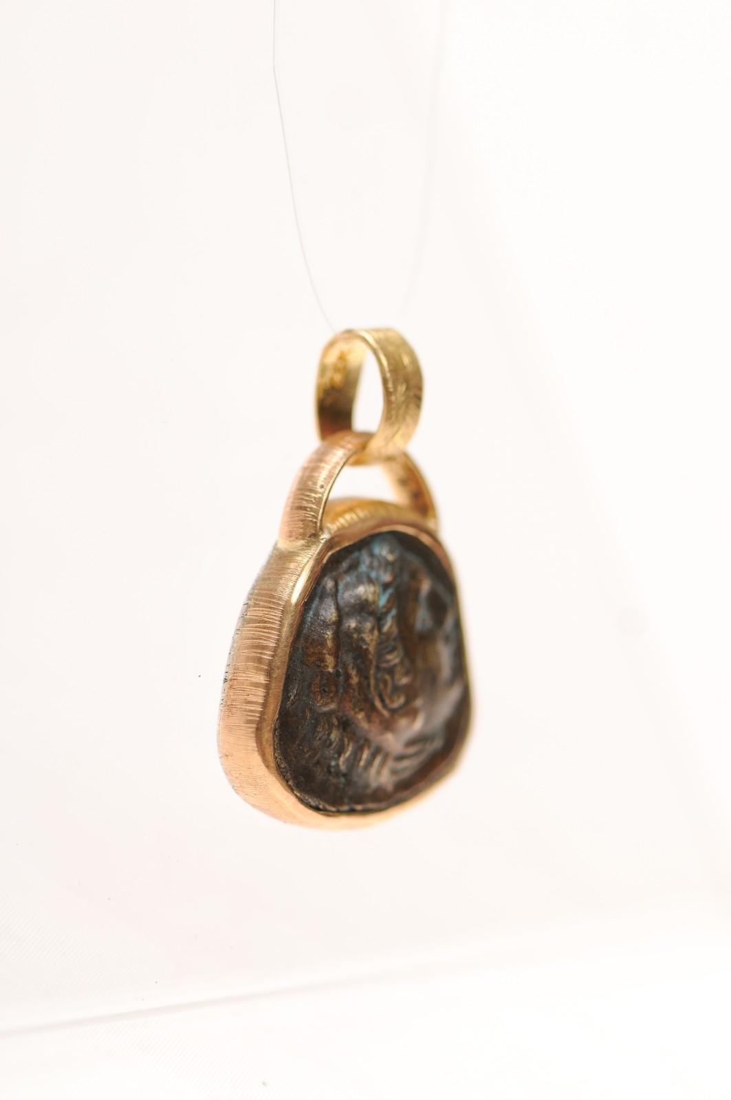 Alexander the Great Bronze [coin] Pendant in 22K Gold (pendant only) For Sale 2