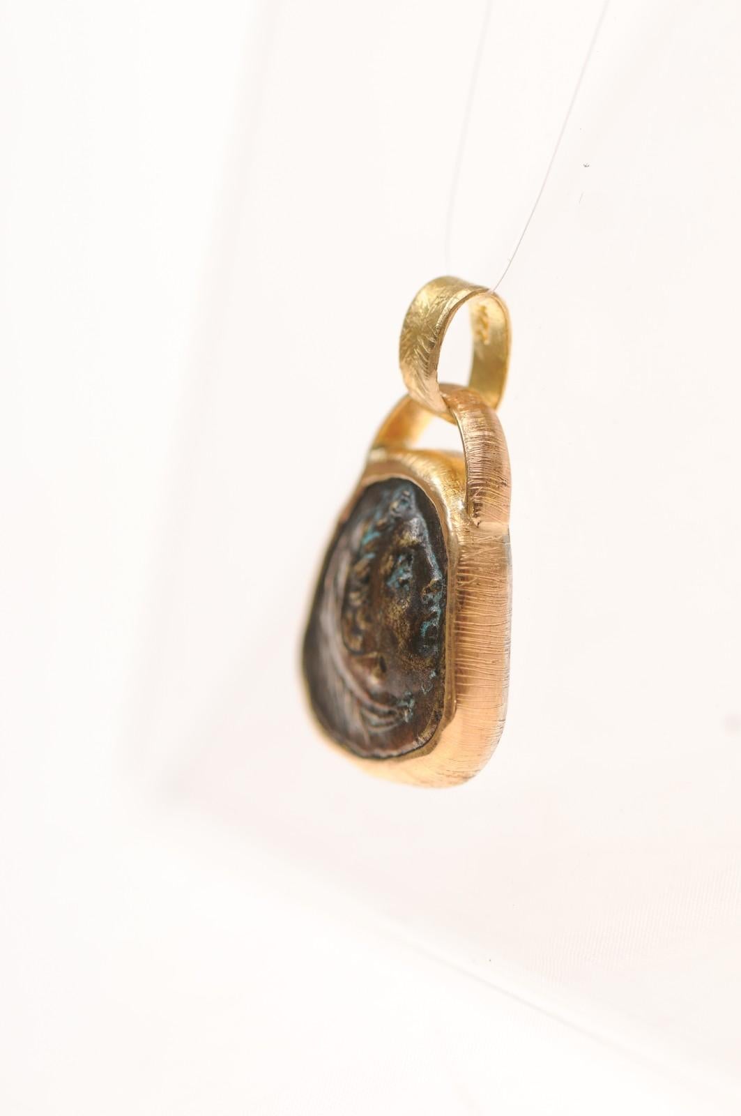 Alexander the Great Bronze [coin] Pendant in 22K Gold (pendant only) For Sale 3
