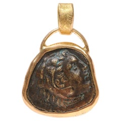Alexander the Great Bronze [coin] Pendant in 22K Gold (pendant only)
