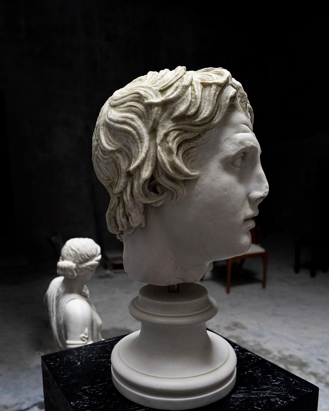 Turkish Alexander The Great Bust Made with Compressed Marble Powder / Istanbul / Small For Sale