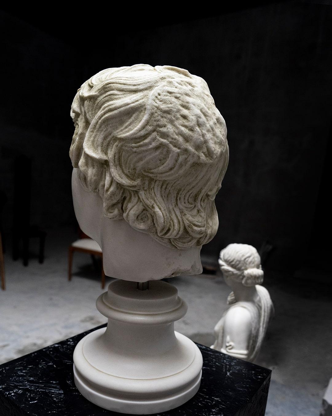 Cast Alexander The Great Bust Made with Compressed Marble Powder Statue / Large For Sale