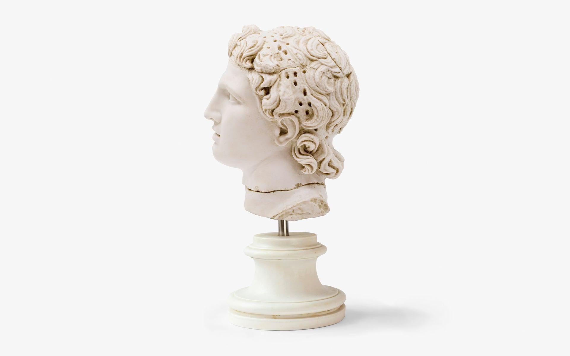 Classical Greek Alexander The Great Bust No:2 Made with Compressed Marble Powder Statue For Sale